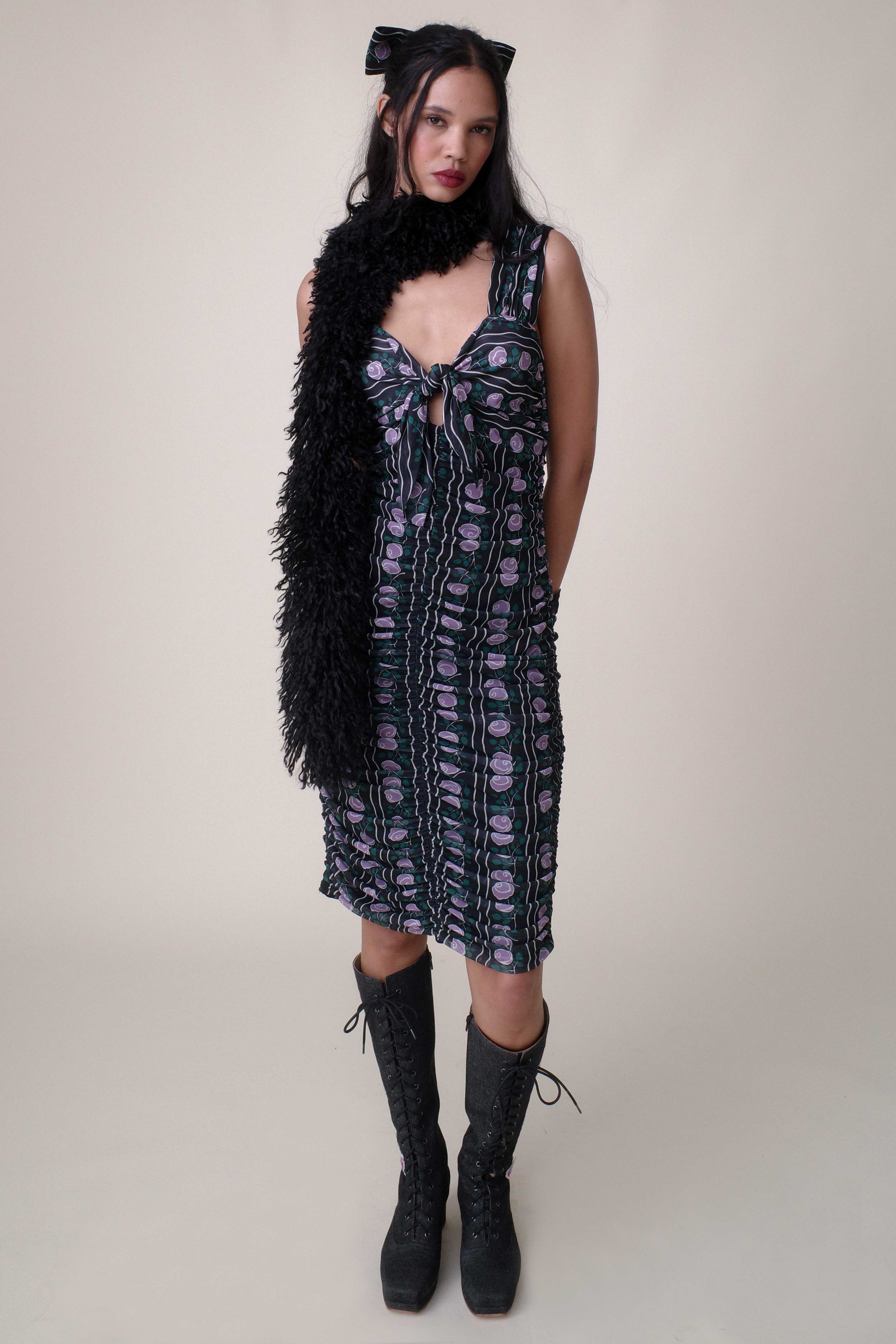 Rosetti Mesh Ruched Tie Dress - Image 7