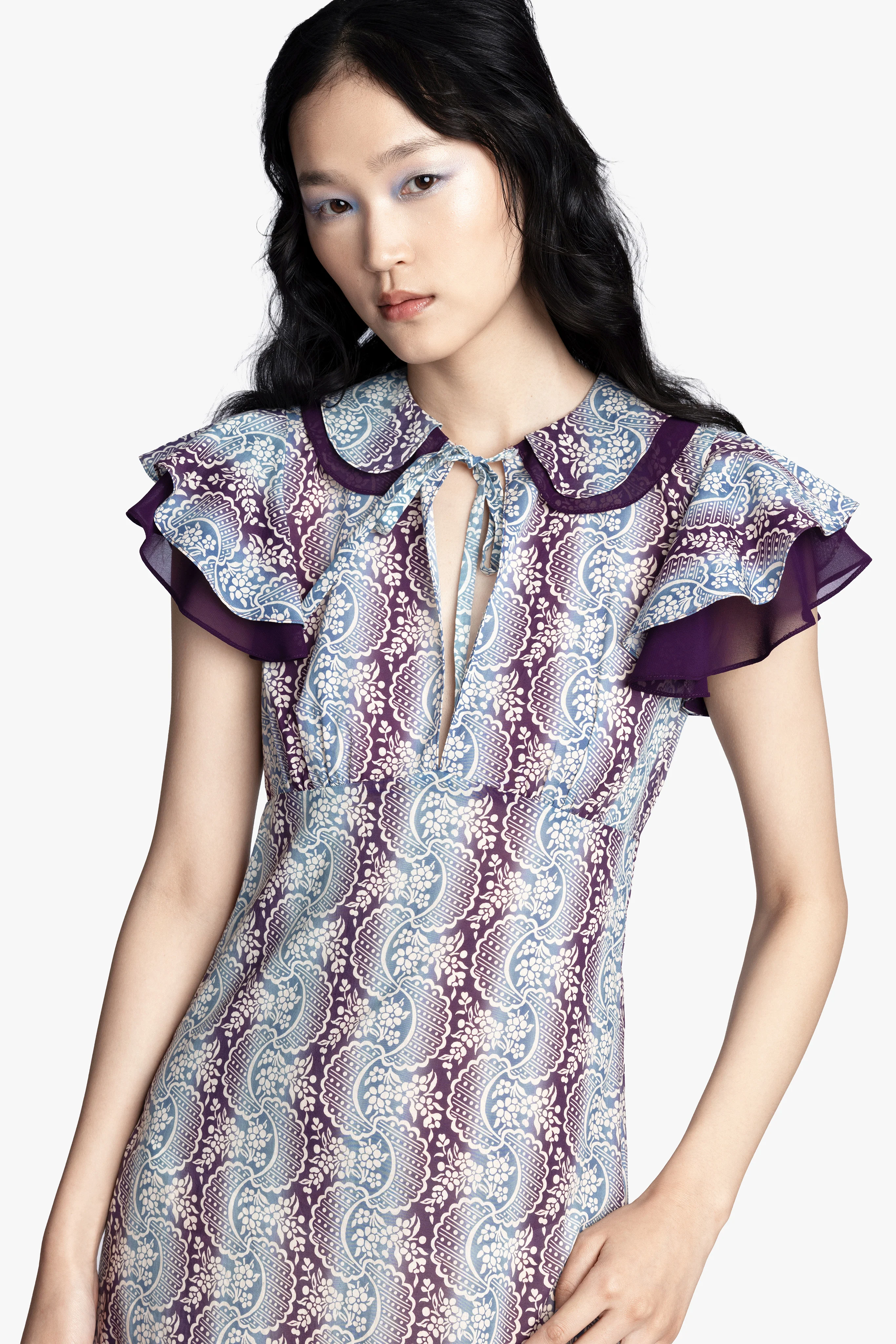 Ombre Ribbons Cotton Ruffle Dress - Image 2