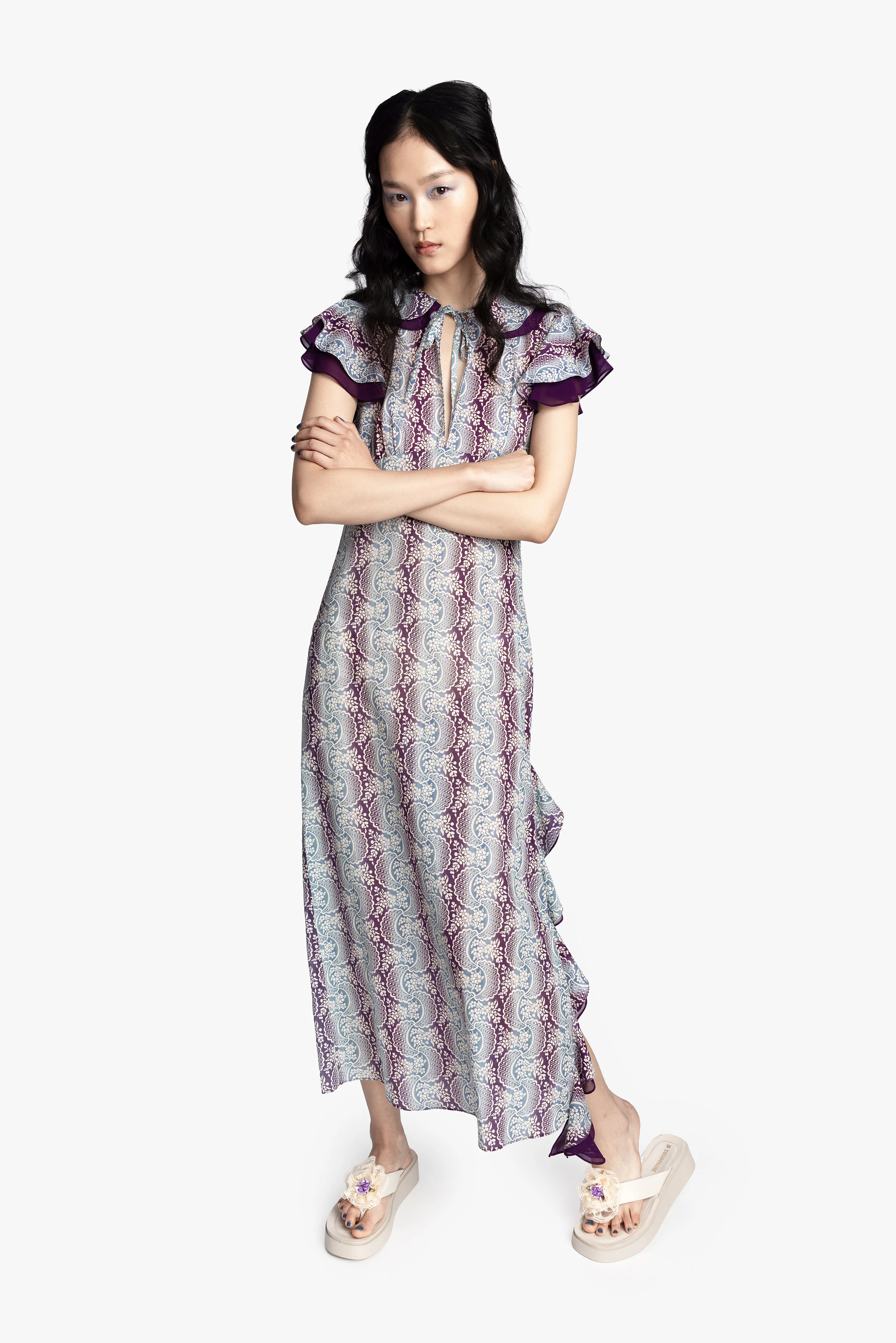 Ombre Ribbons Cotton Ruffle Dress - Image 6