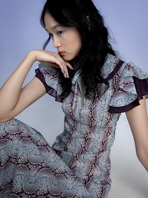 Ombre Ribbons Cotton Ruffle Dress - Image 7