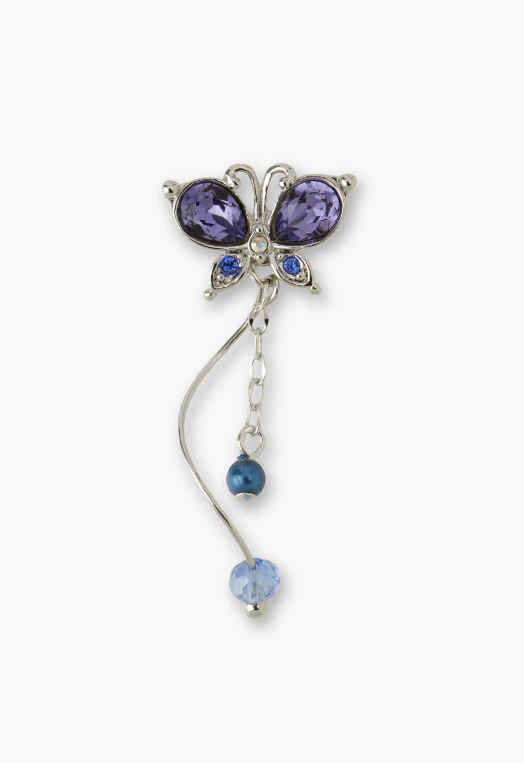 Silver Butterfly Stud Earrings with Detachable Dangle - Image 2