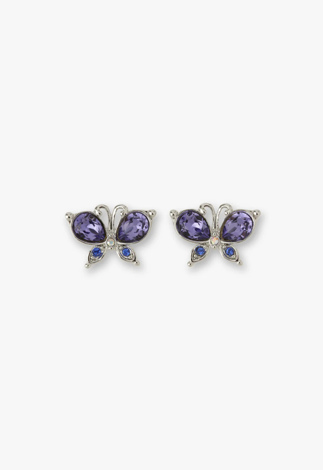 Silver Butterfly Stud Earrings with Detachable Dangle - Image 3