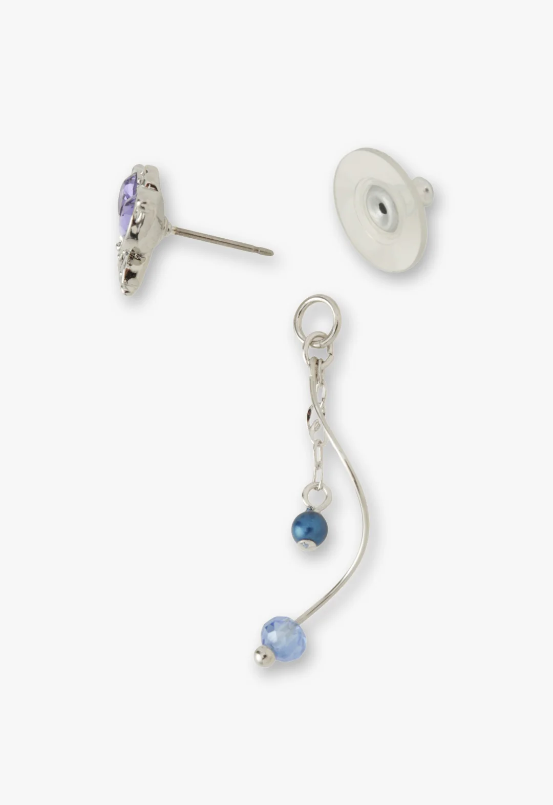Silver Butterfly Stud Earrings with Detachable Dangle - Image 4