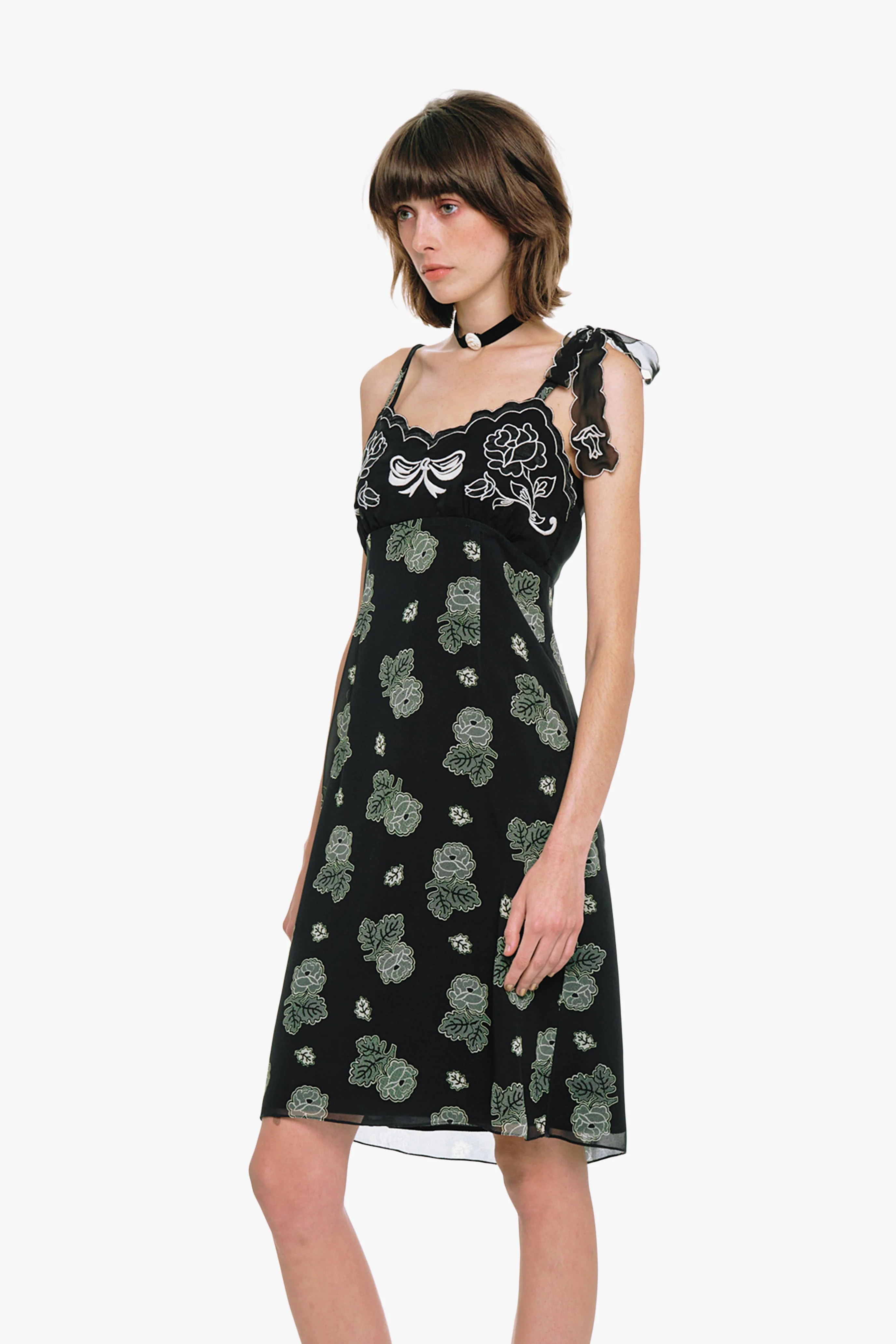 Sketch Roses Chiffon Embroidery Slip Dress - Image 5
