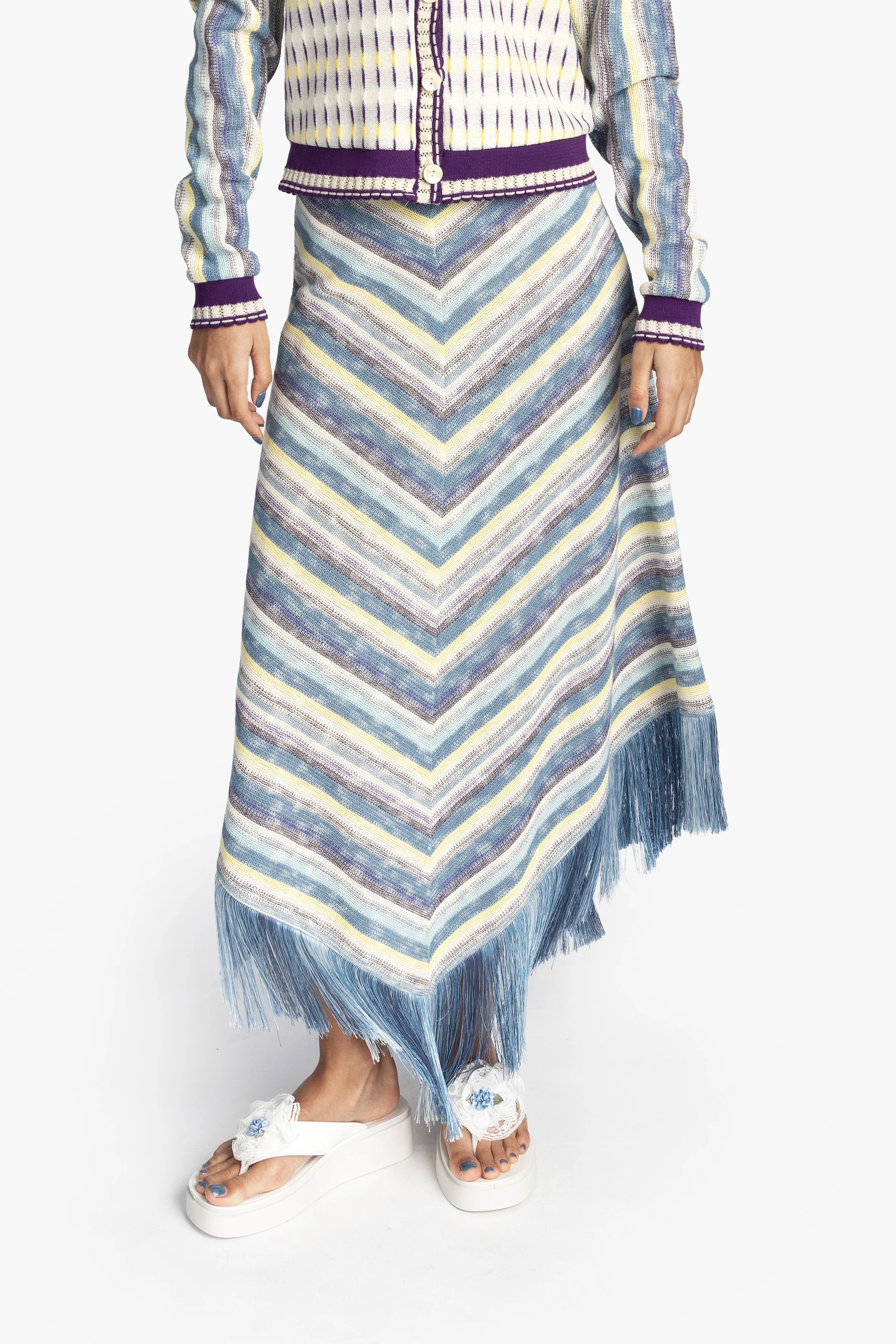 Serape Knit Fringe Skirt