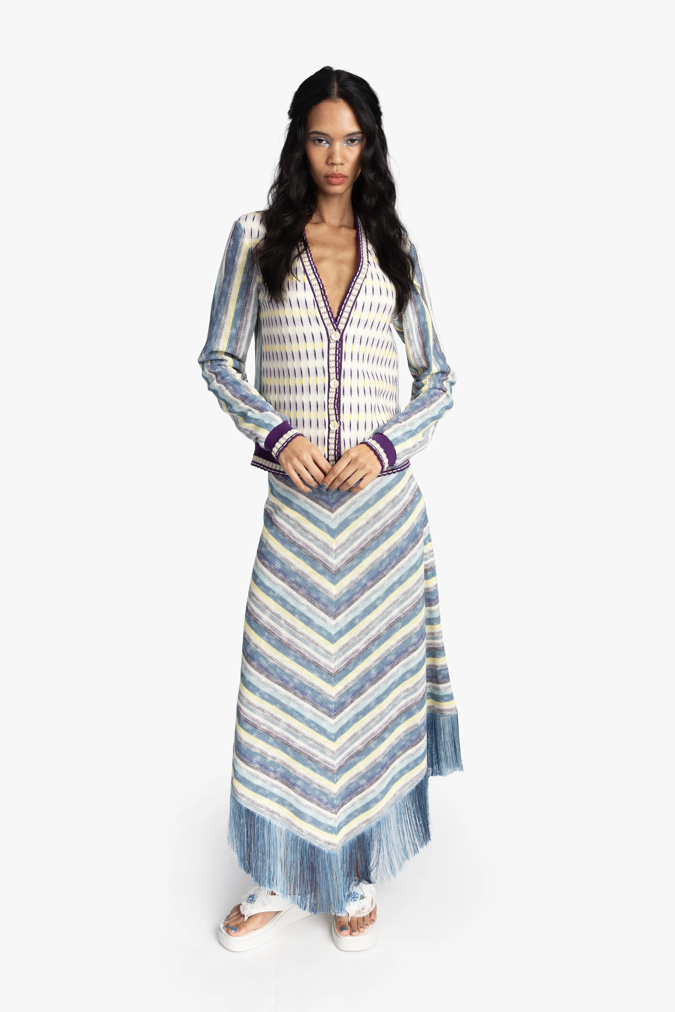 Serape Knit Fringe Skirt - Image 4