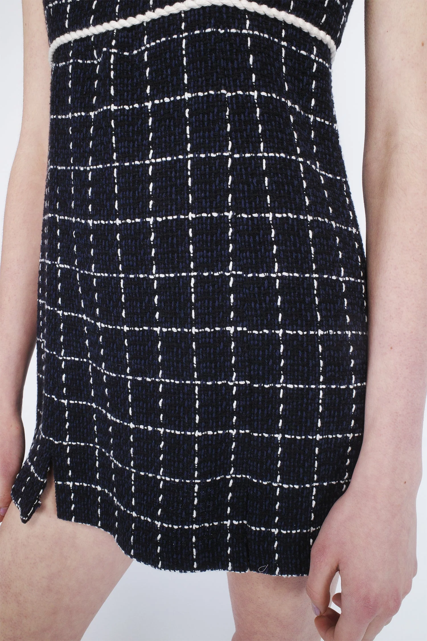 Windowpane Tweed Square Neck Mini Dress - Image 7