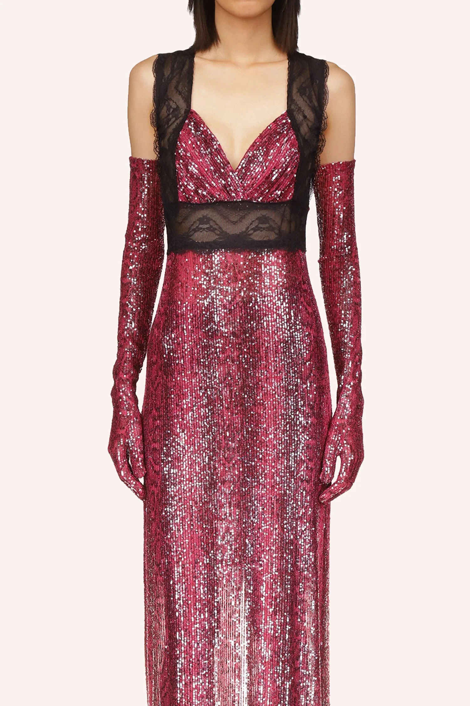 Snakeskin Sequin & Lace Dress - Image 4