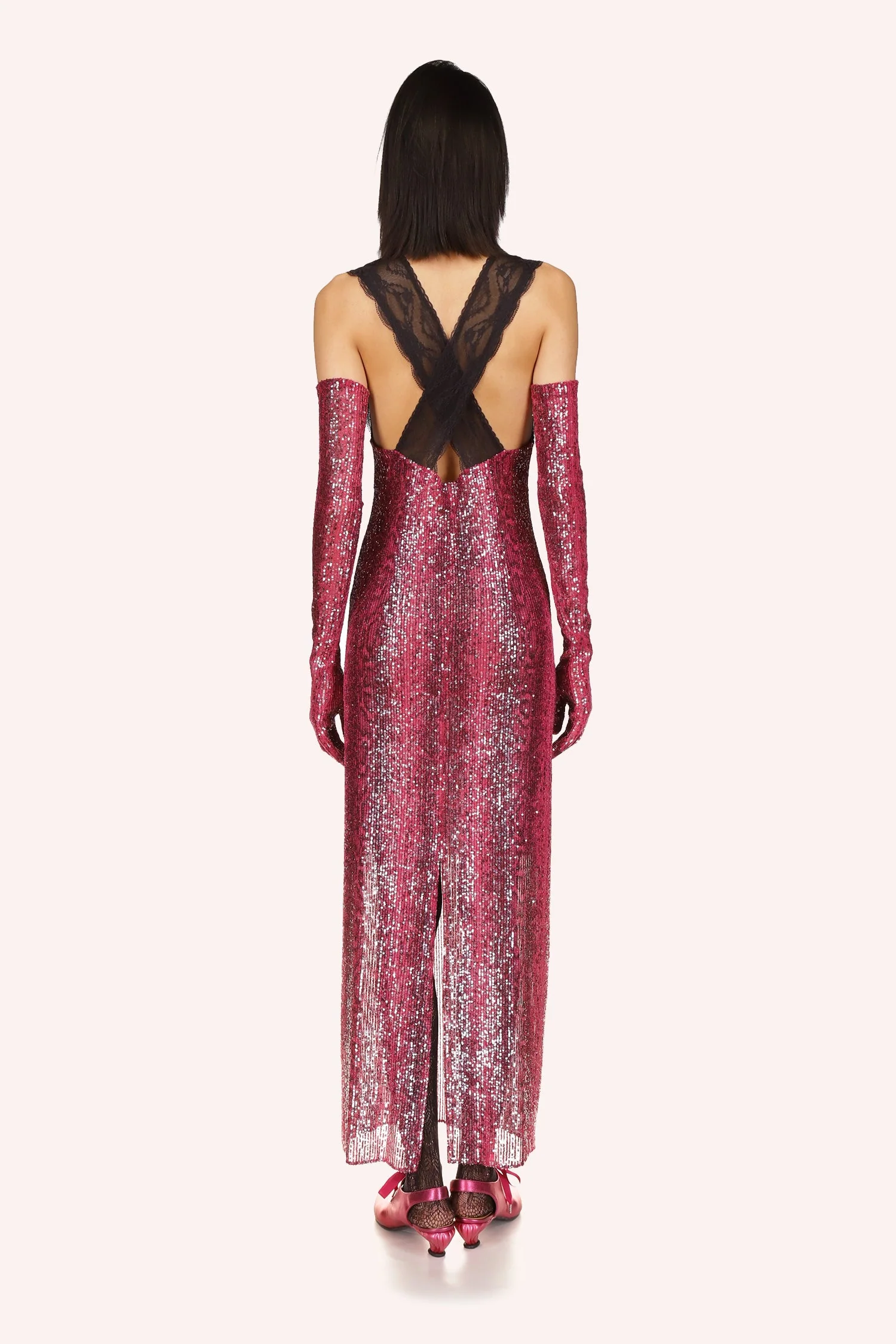 Snakeskin Sequin & Lace Dress - Image 5