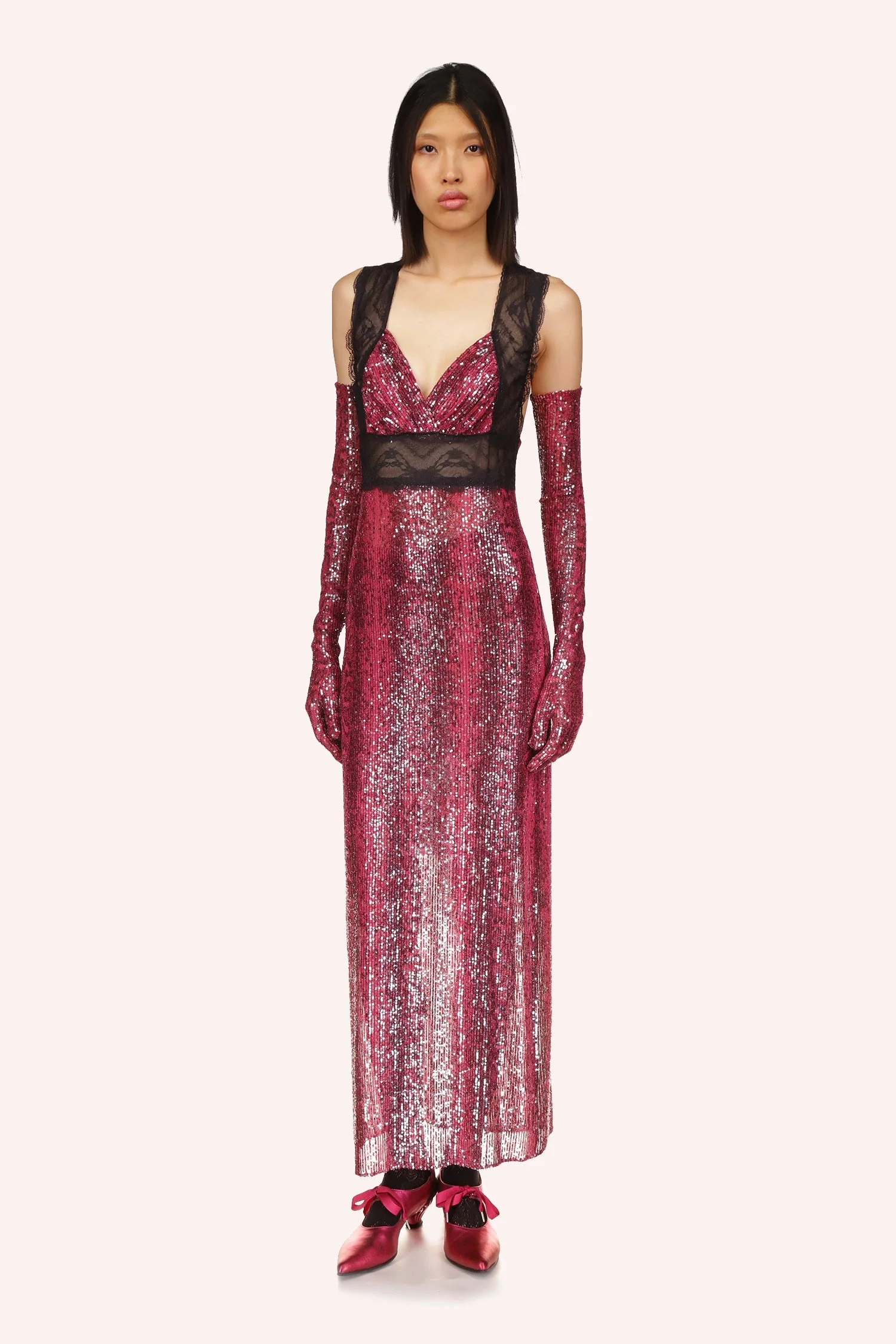 Snakeskin Sequin & Lace Dress - Image 6