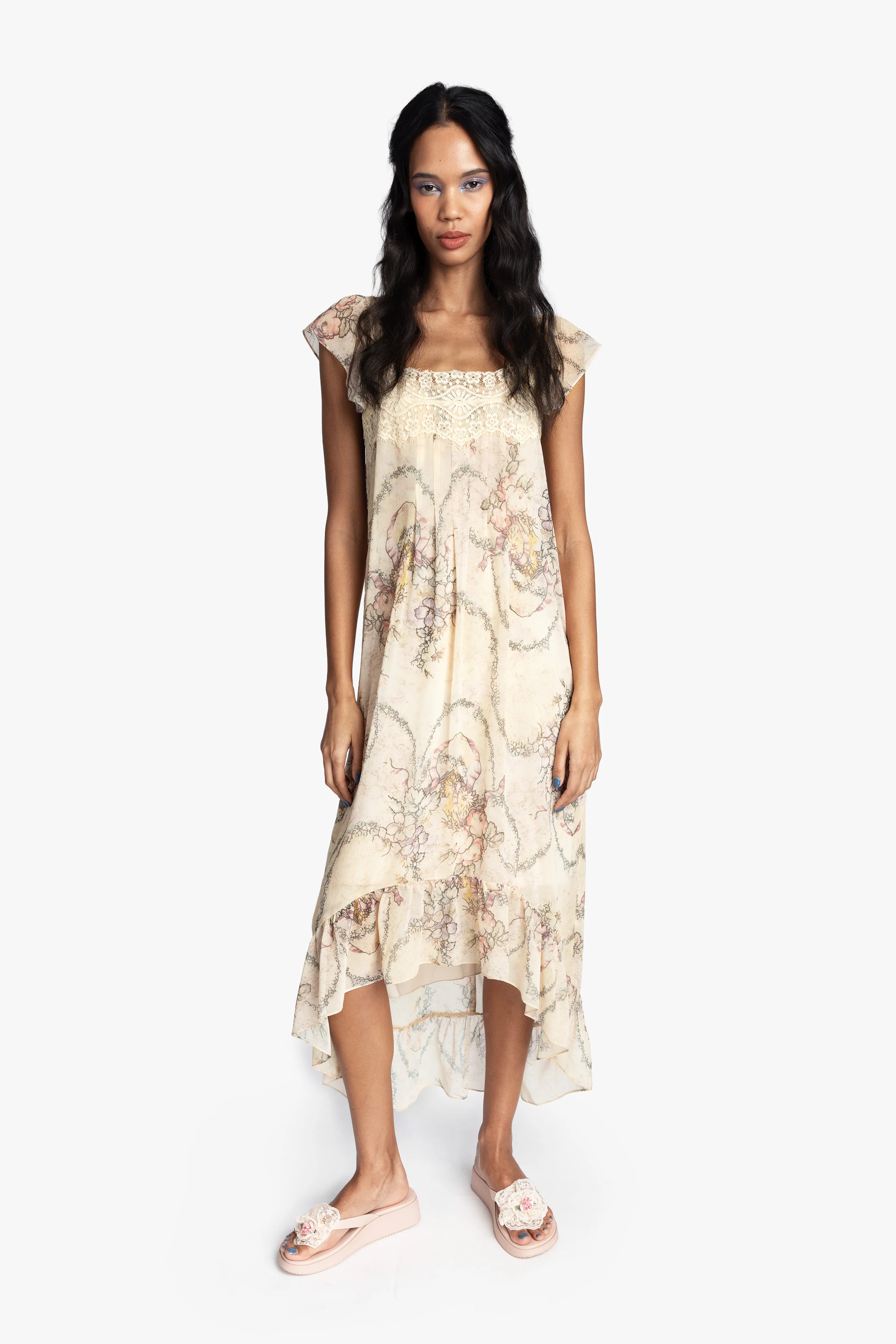 Spirit Bloom Chiffon Ruffle Dress