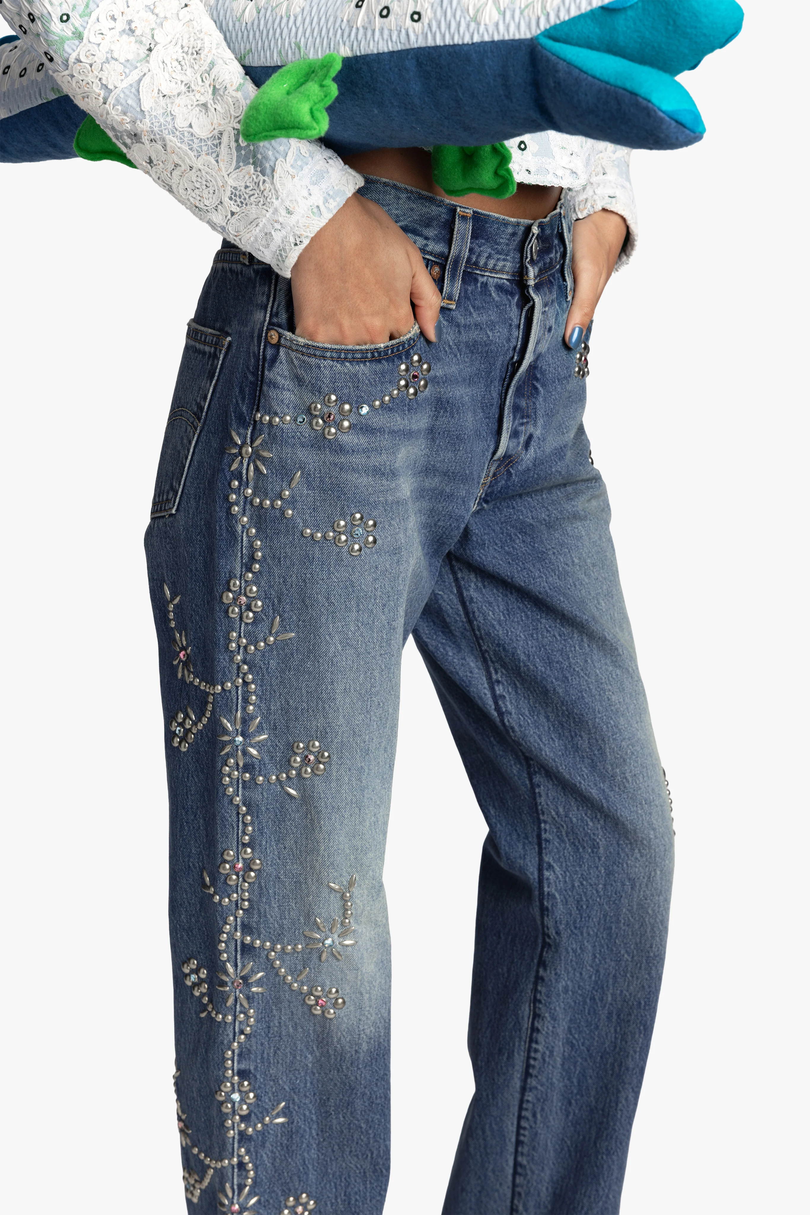 Studded Denim Jeans - Image 2