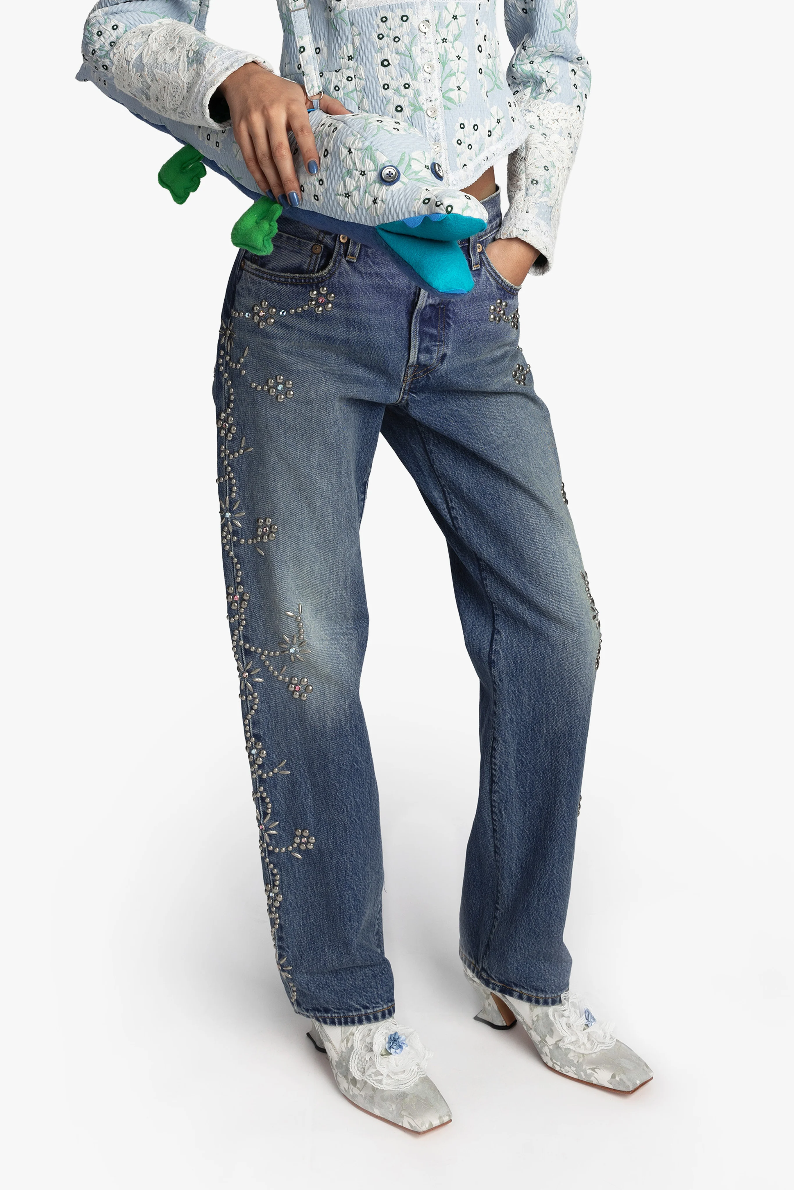 Studded Denim Jeans - Image 3
