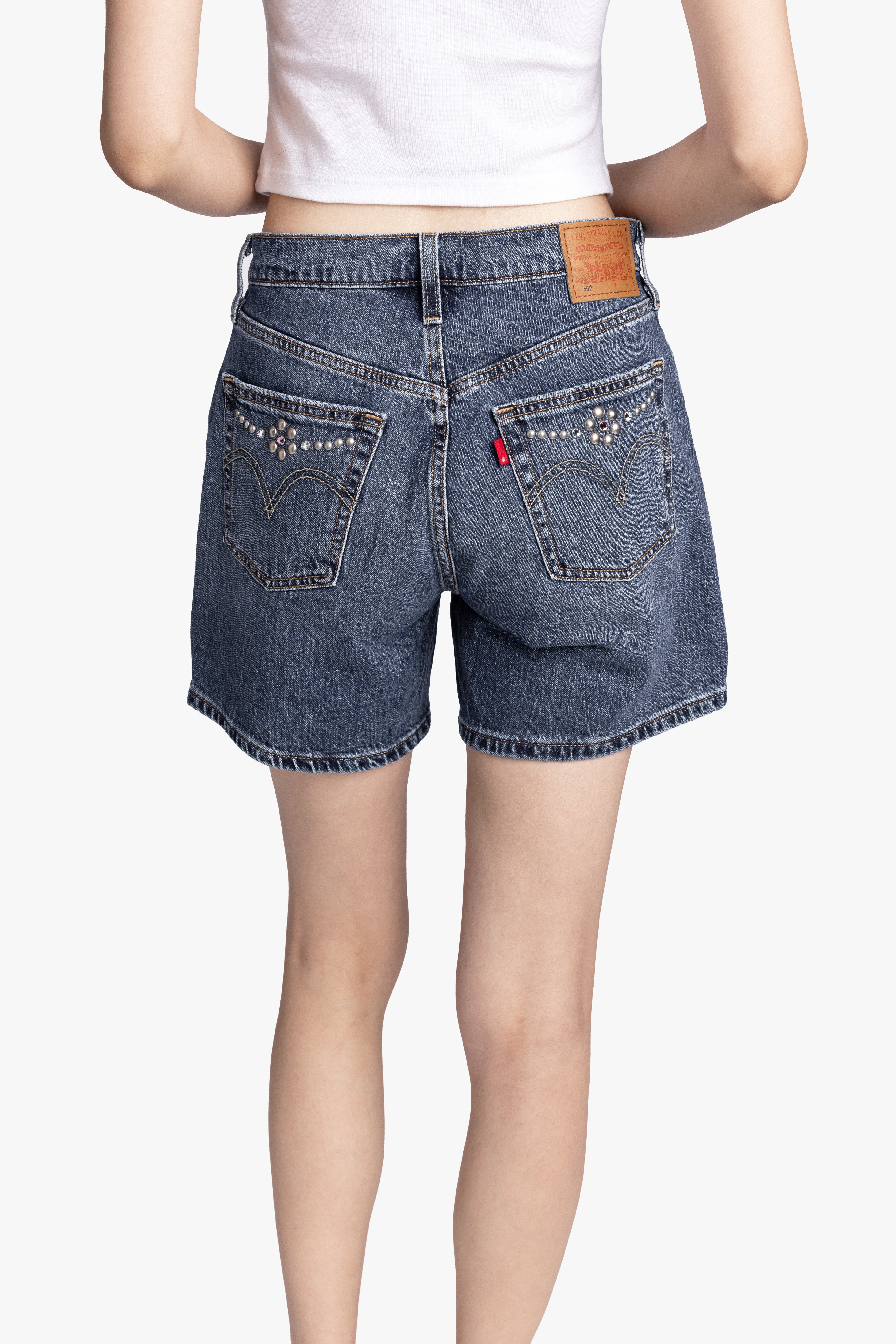 Studded Denim Shorts - Image 4