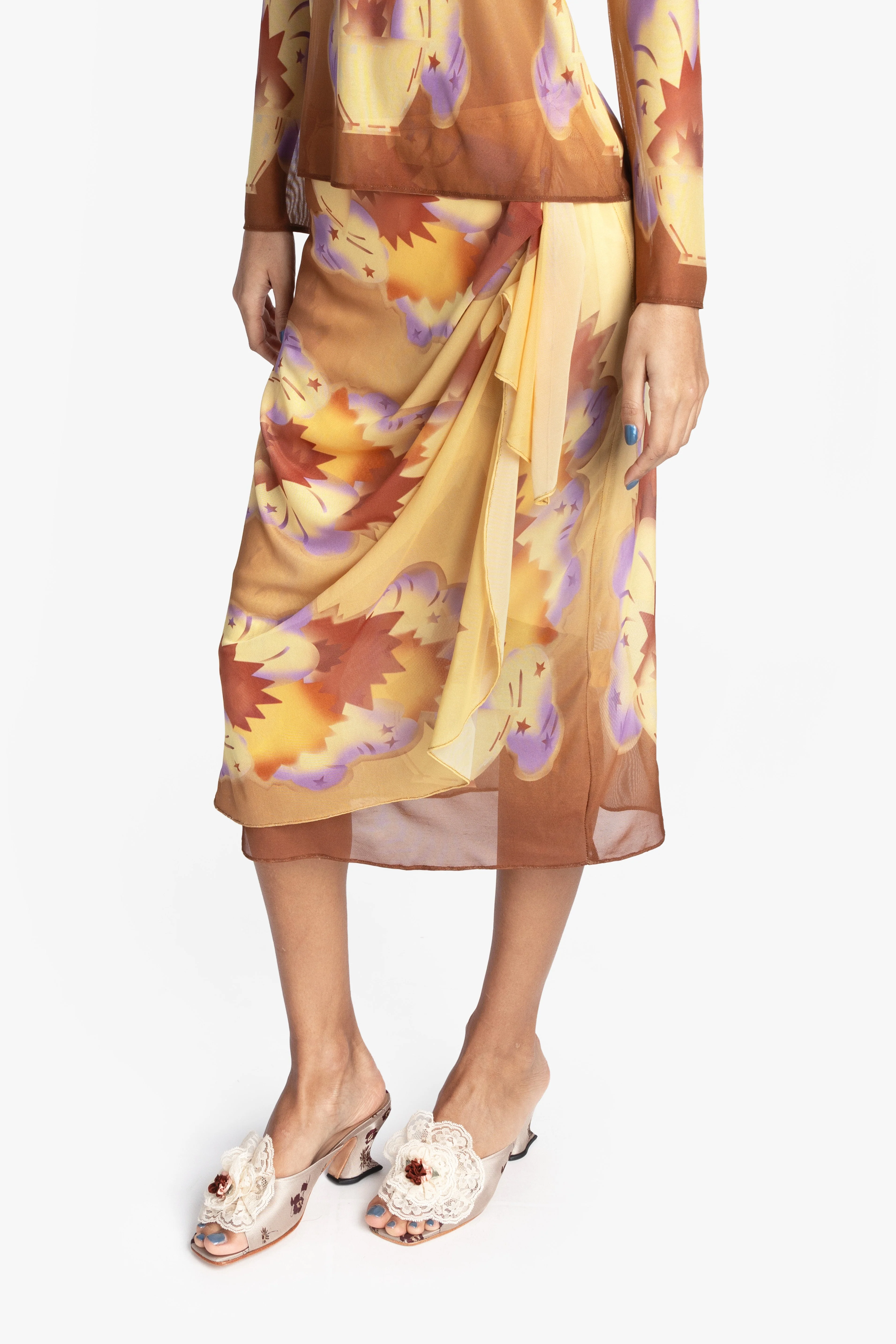 Sunburst Mesh Sarong Skirt - Image 4