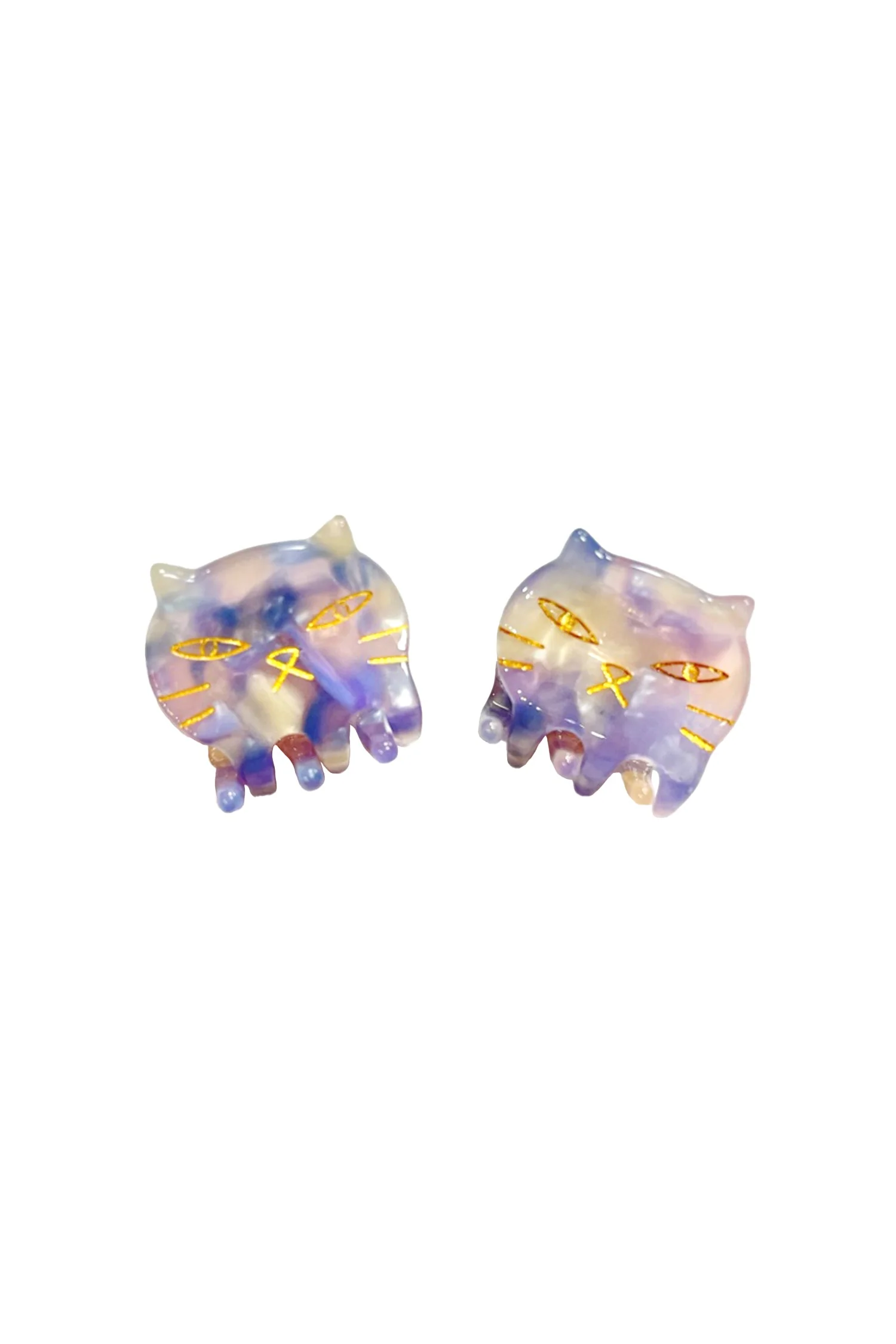 Pastel Meow Jaw Clip Pair Blue Lavender