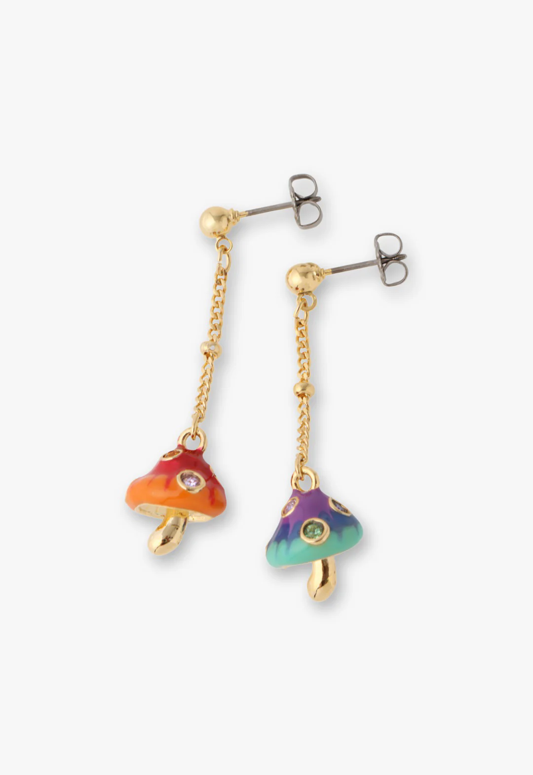 Enchanted Mini Mushroom Earrings - Gold - Image 2