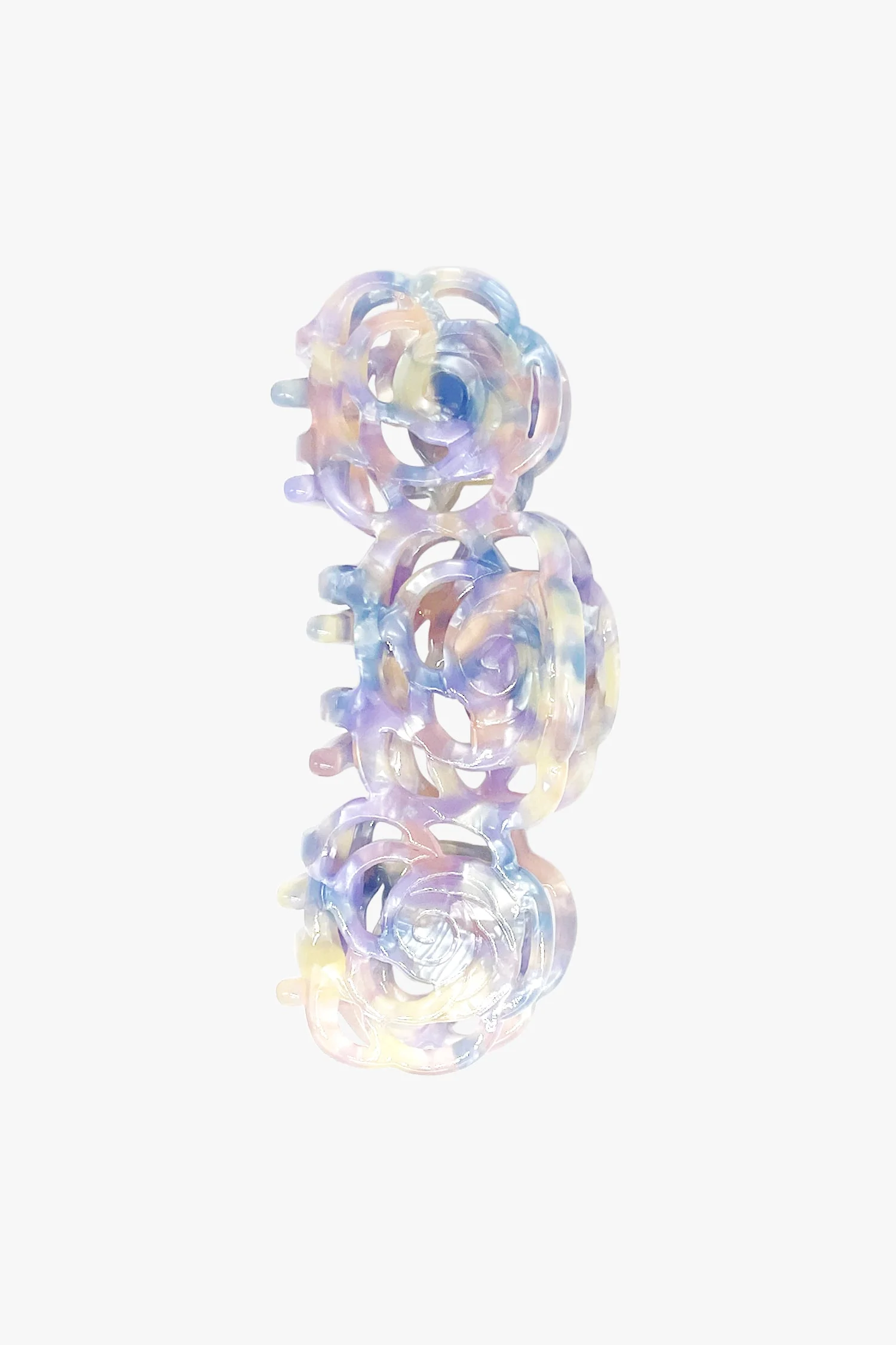 Triple Open Flower Rose Jaw Clip - Blue Lavender
