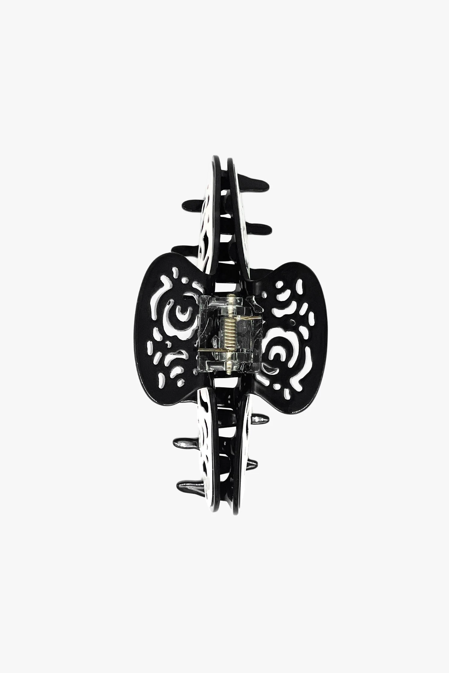 Vintage White & Black Two-Tone Open Scroll Jaw Clip - Image 2