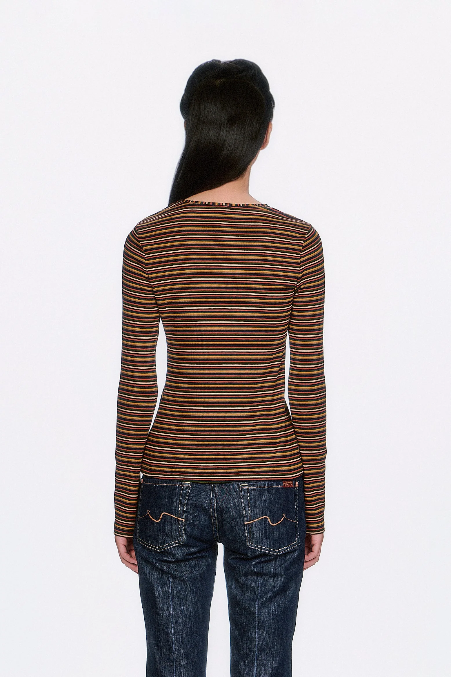 Venetian Stripe Long Sleeve Top - Caramel - Image 4