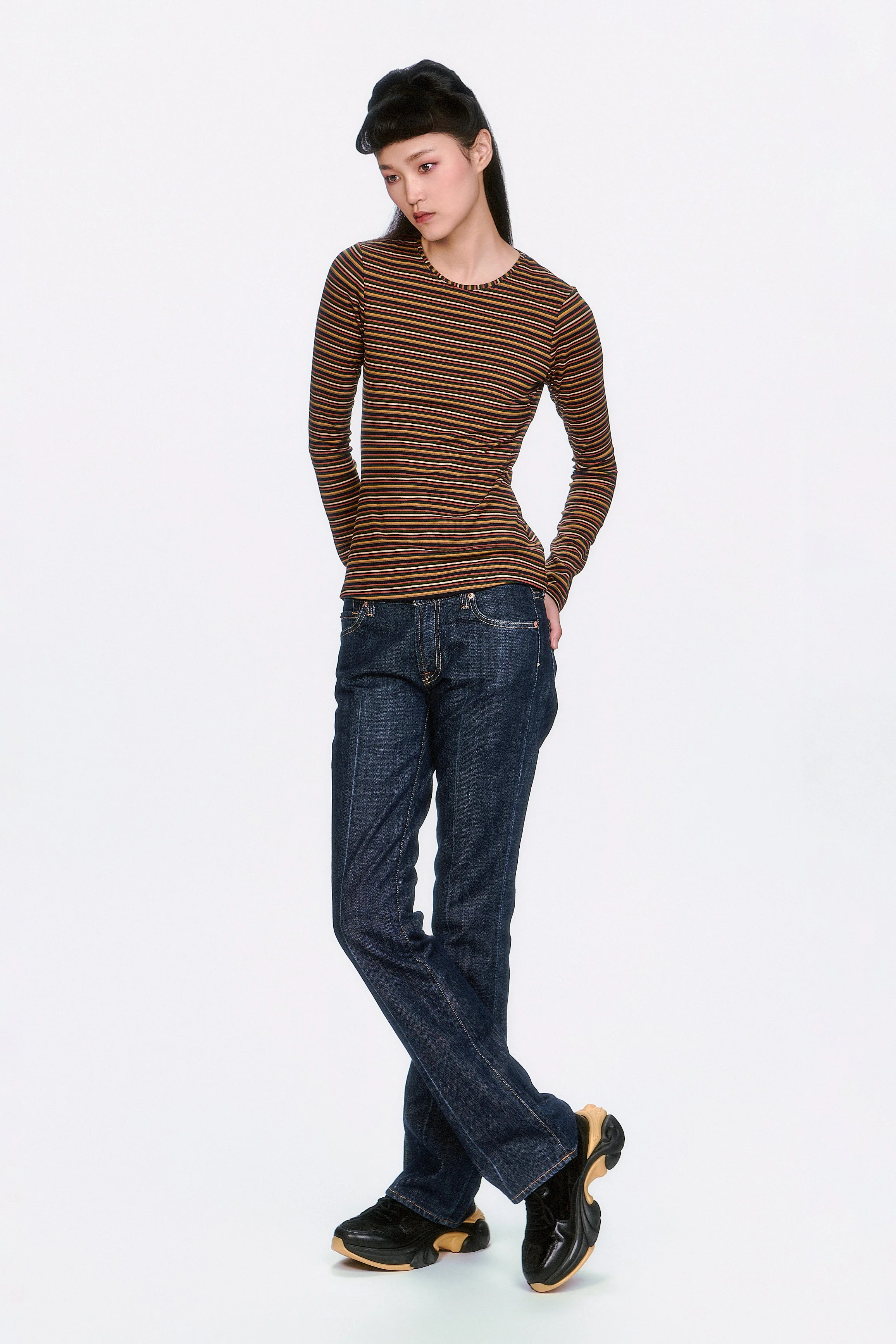 Venetian Stripe Long Sleeve Top - Caramel - Image 5