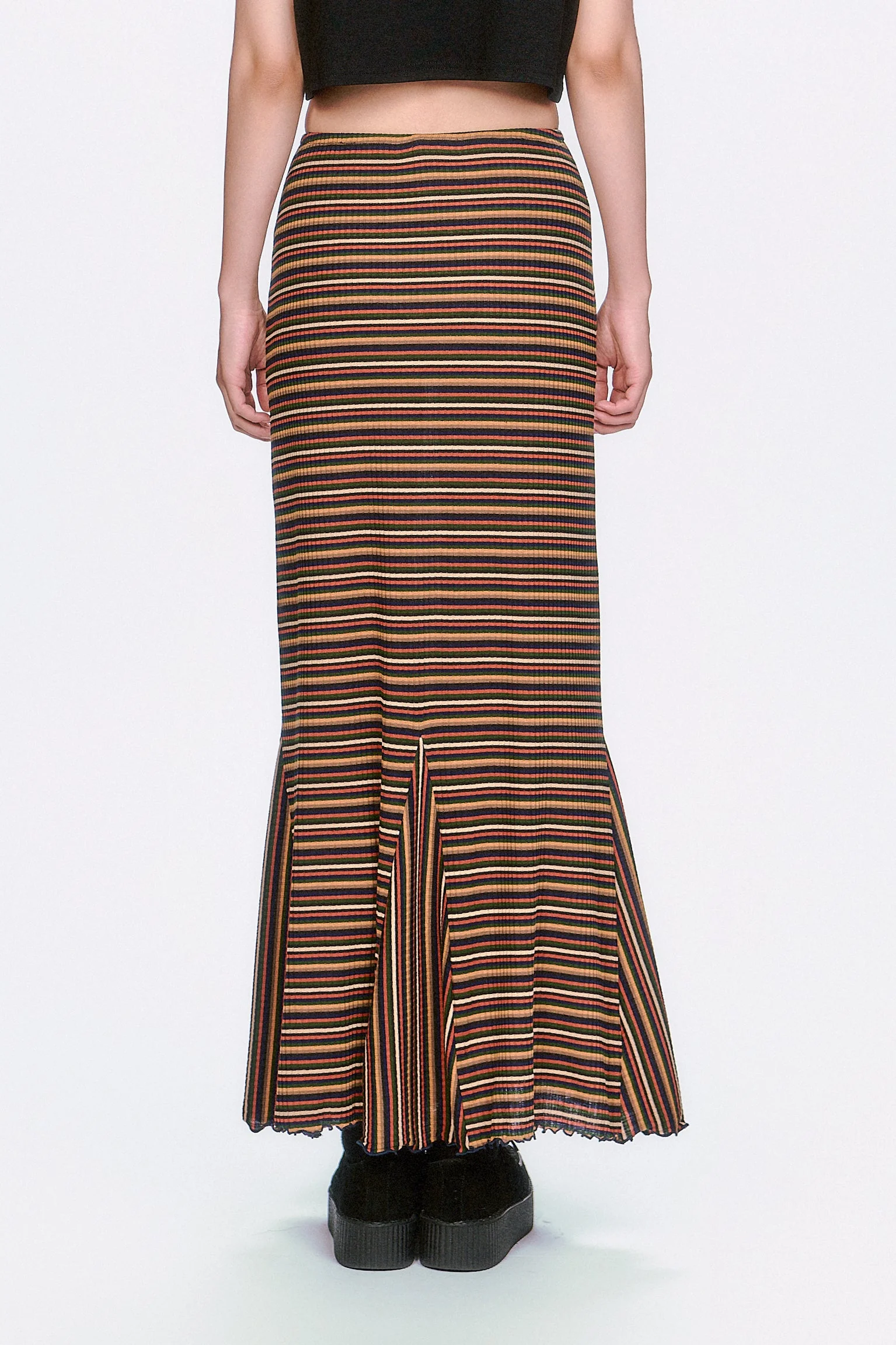 Venetian Stripe Trumpet Skirt - Caramel - Image 4