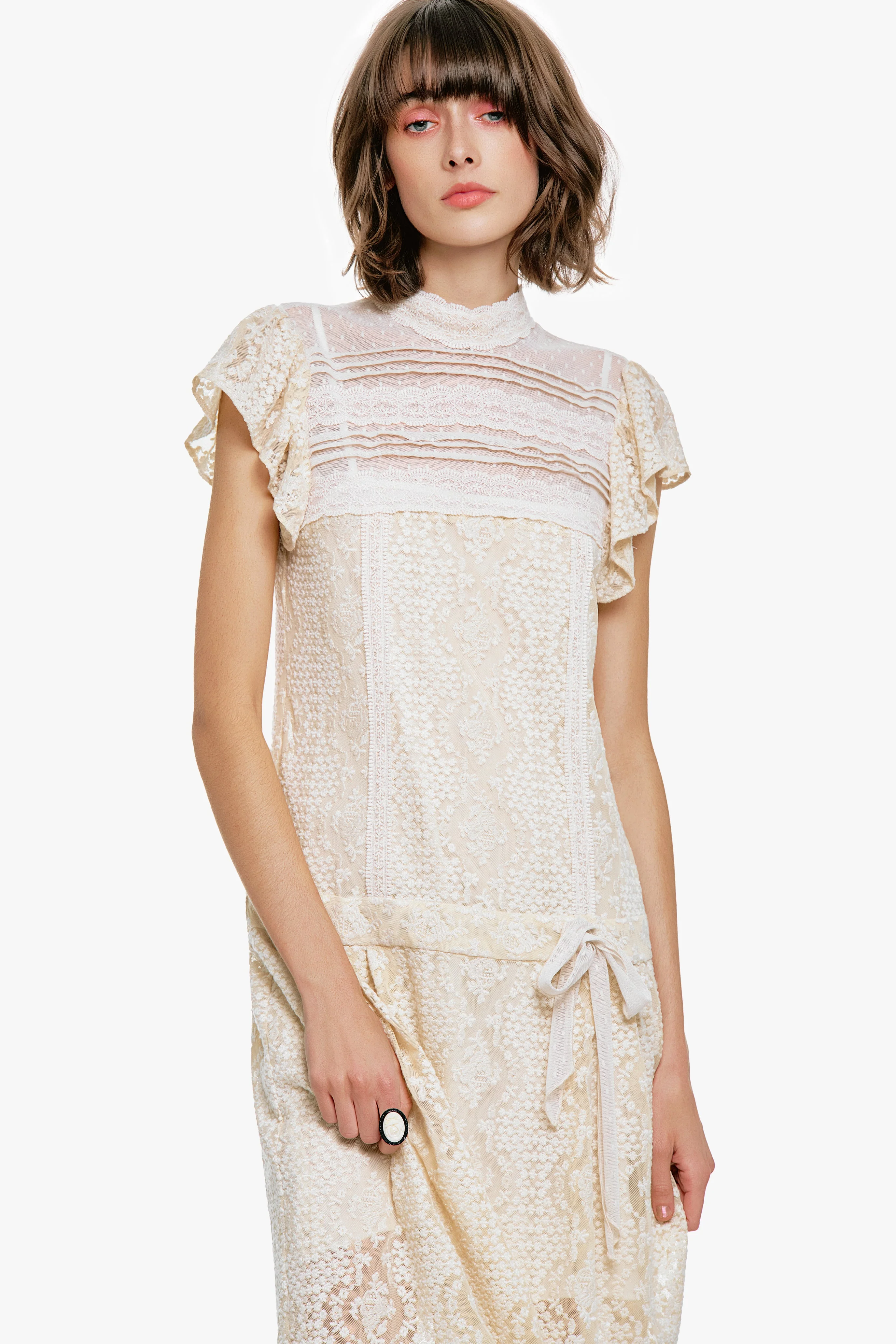 Victorian Lace Combo Drop Waist Dress - Image 4