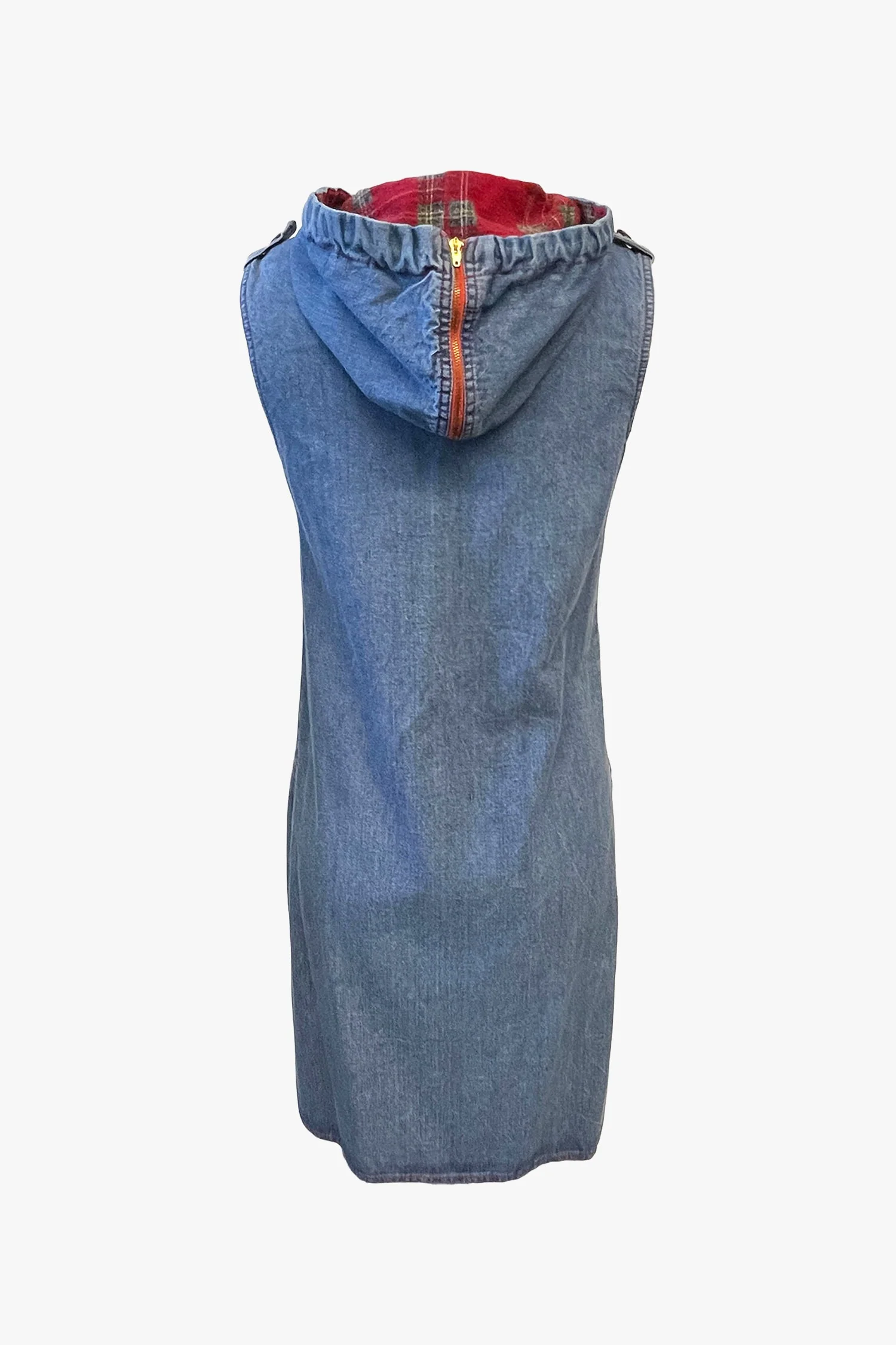 Vintage 60’s Sleeveless Hooded Denim Zip Vest - Image 2