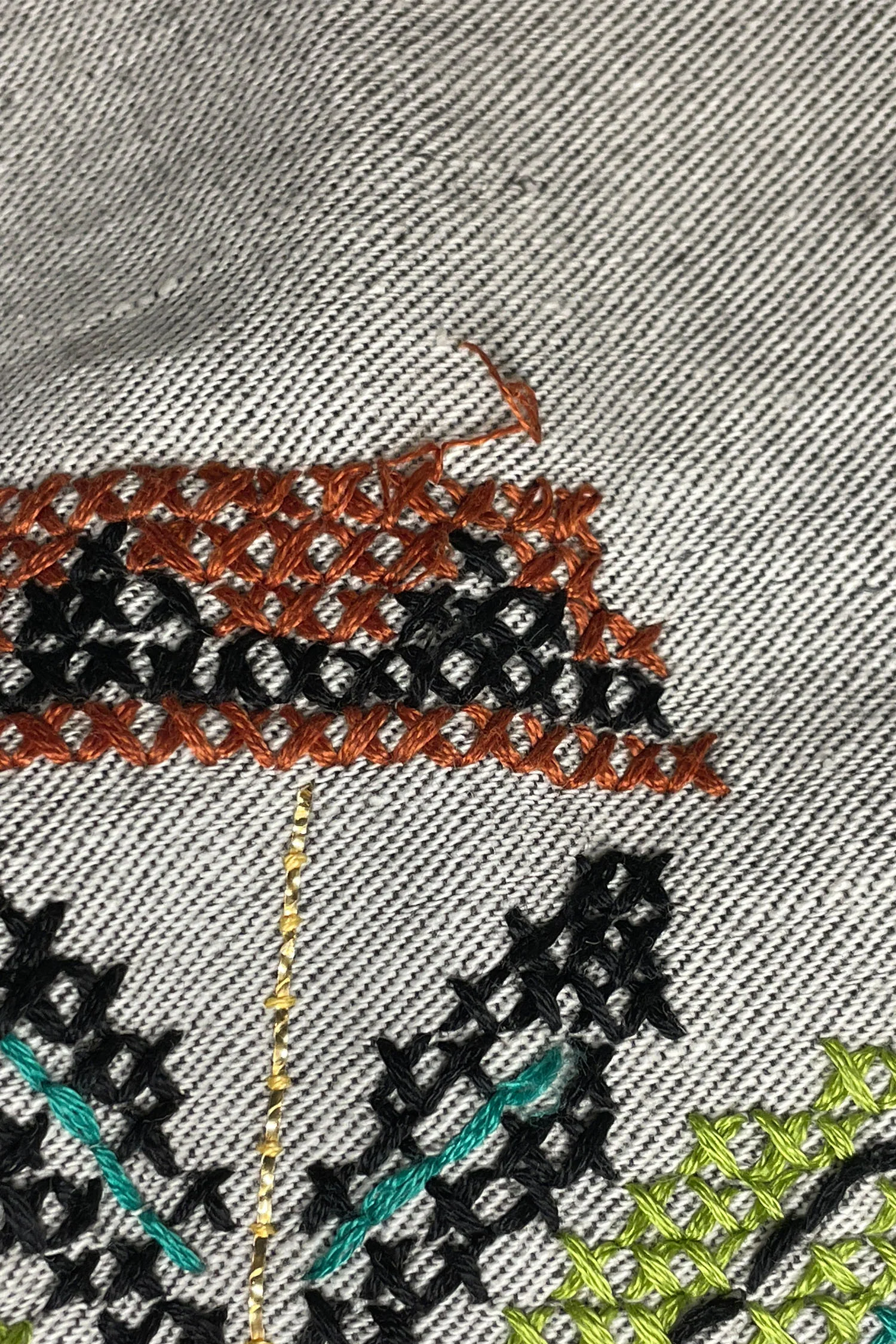 Vintage 60's Circular Hand Embroidered Midi Skirt - Image 4