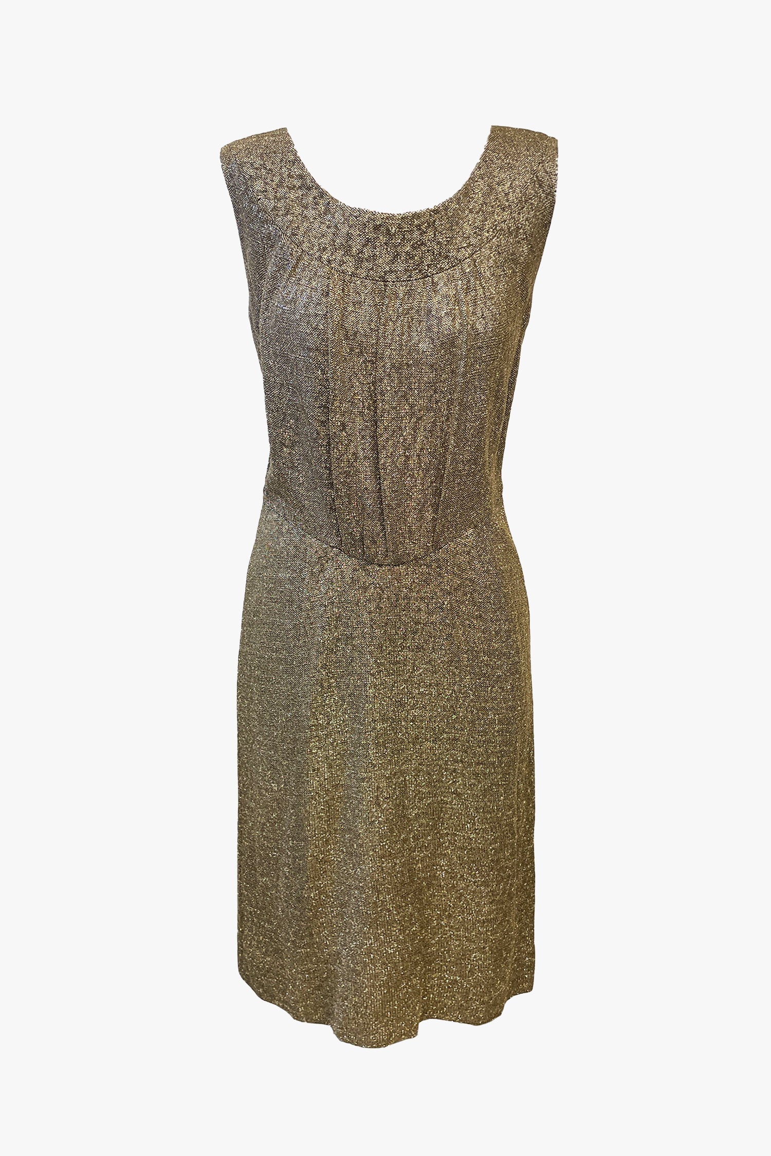 Vintage 60's Gold Metallic Knit Beaded Dress by Irene for D.D. Marsh Originals - Image 2