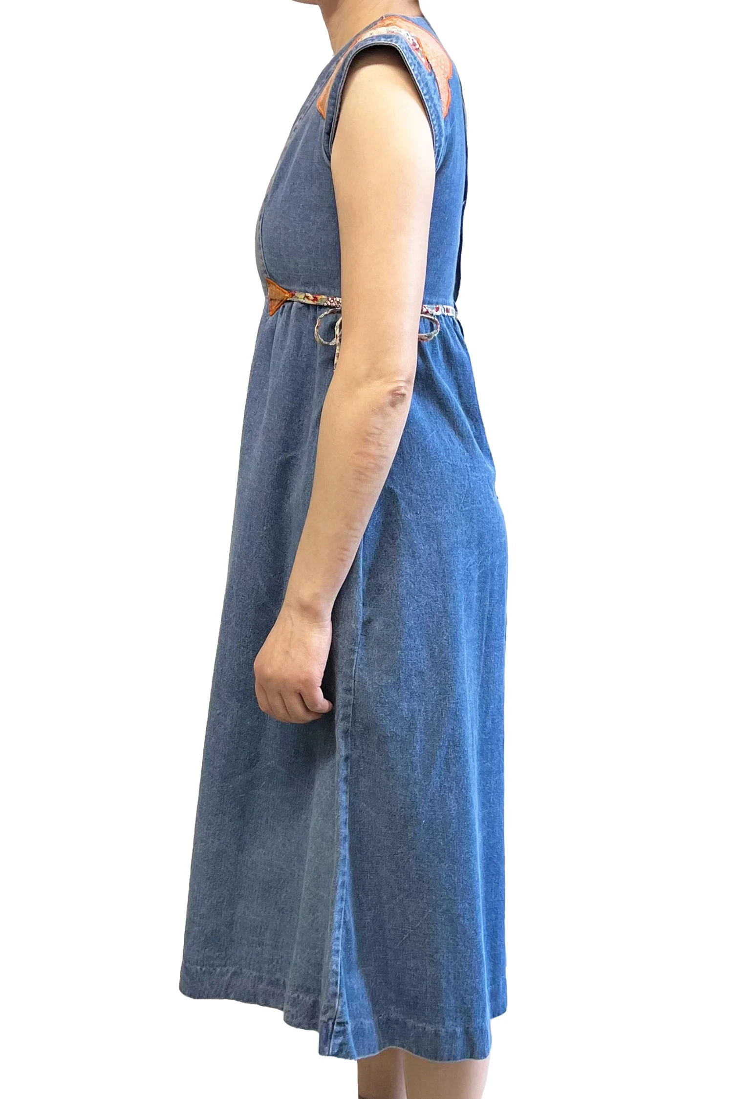 Vintage 70's Infinity Denim Patchwork Appliqué Dress - Image 3