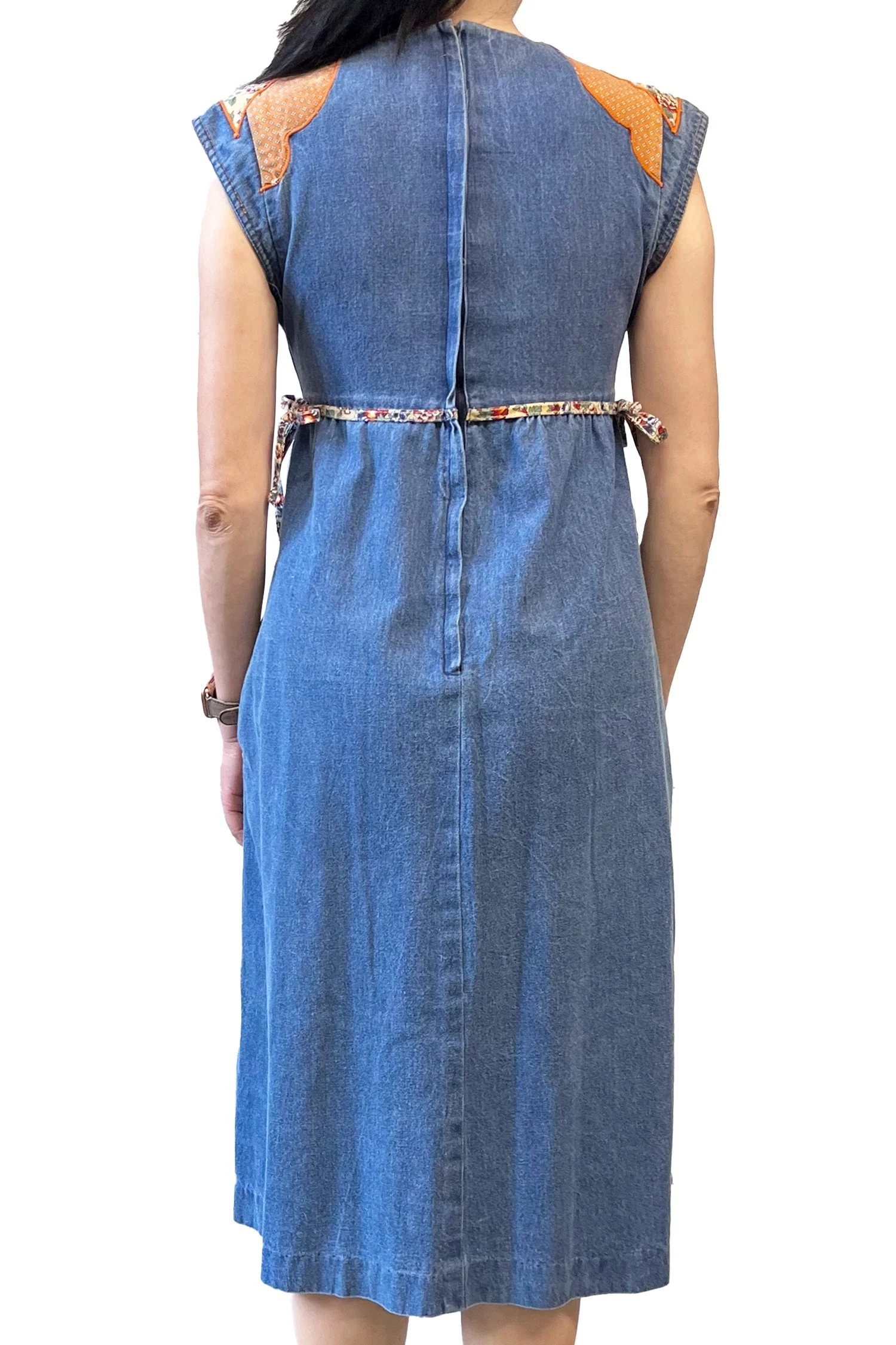 Vintage 70's Infinity Denim Patchwork Appliqué Dress - Image 4