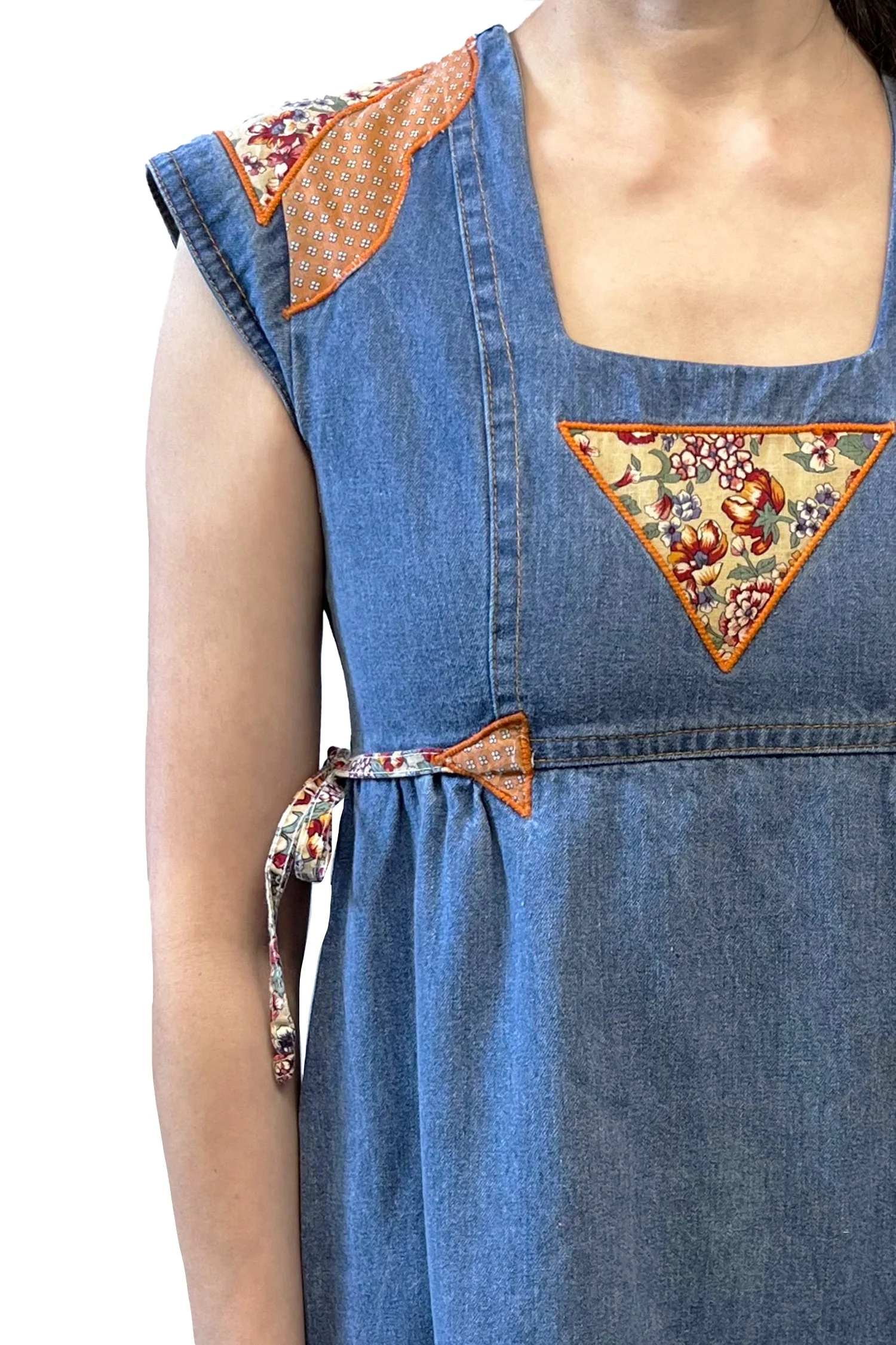 Vintage 70's Infinity Denim Patchwork Appliqué Dress - Image 5