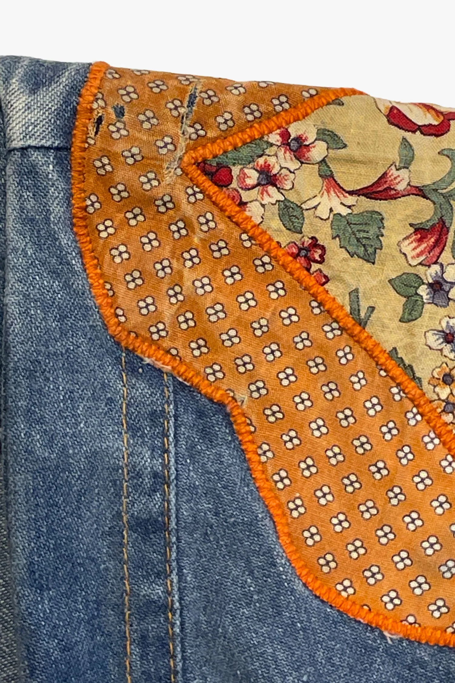 Vintage 70's Infinity Denim Patchwork Appliqué Dress - Image 6