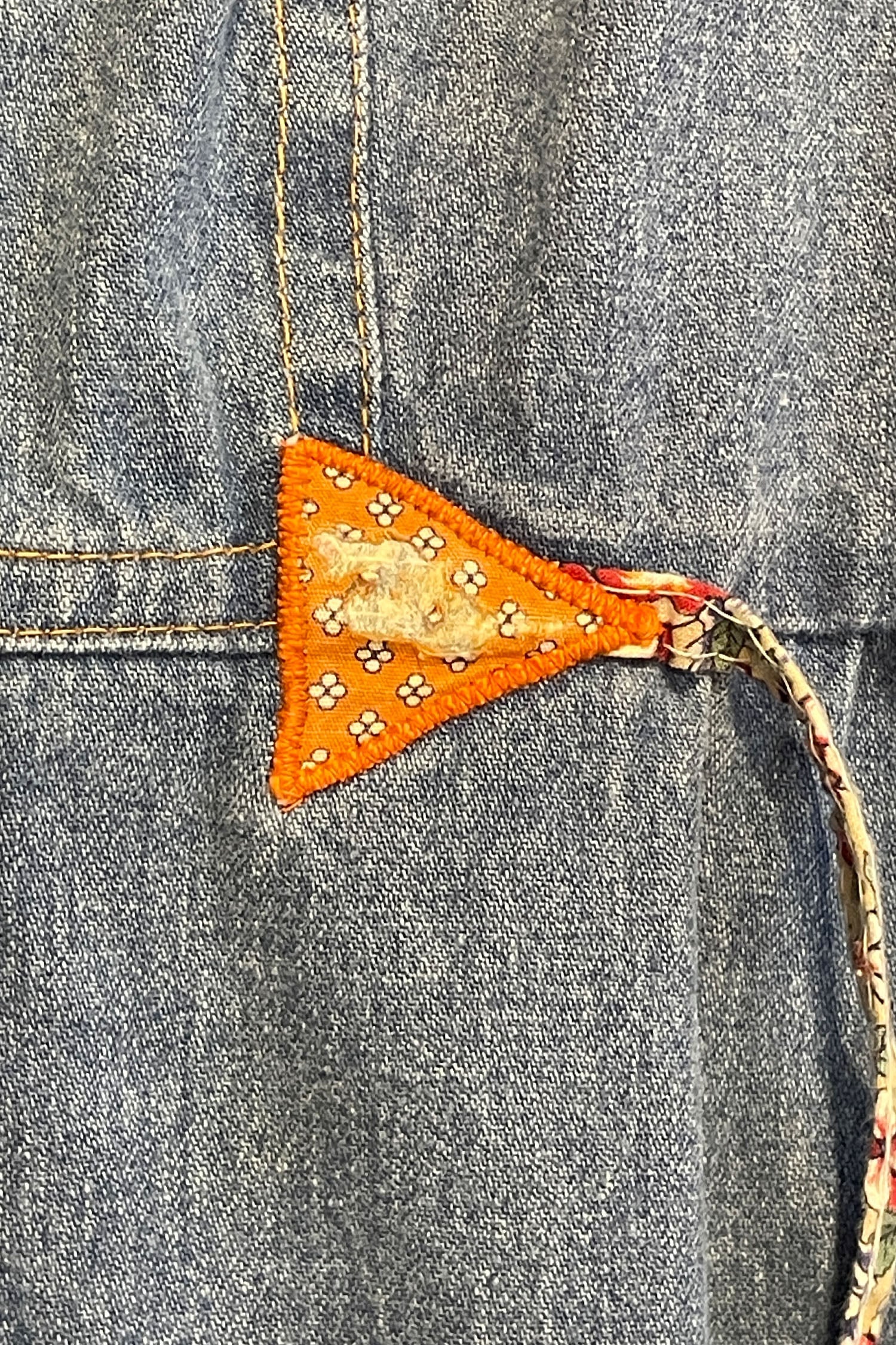 Vintage 70's Infinity Denim Patchwork Appliqué Dress - Image 7