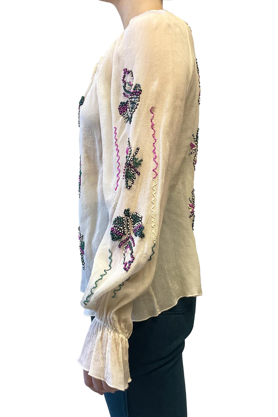 Vintage Anna Sui Hand Embroidered Long Sleeve Top - Image 2