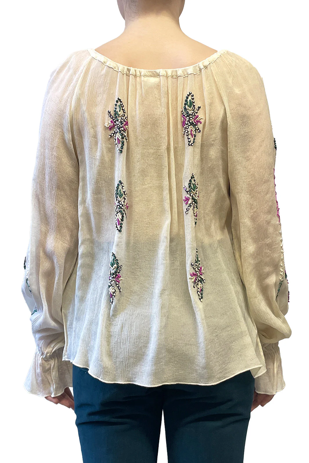 Vintage Anna Sui Hand Embroidered Long Sleeve Top - Image 3