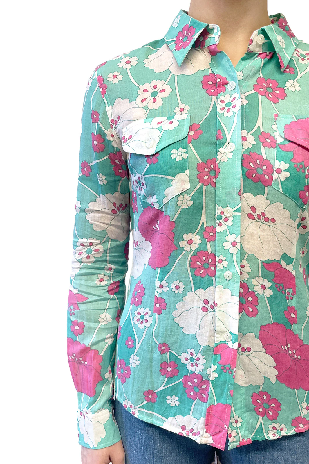 Vintage Izzue Floral Print Button Up - Image 4
