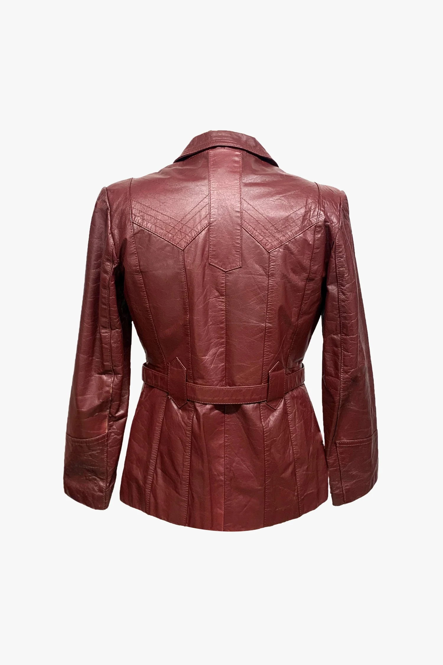 Vintage Leather Belted Coat with Removable Lining - Image 2