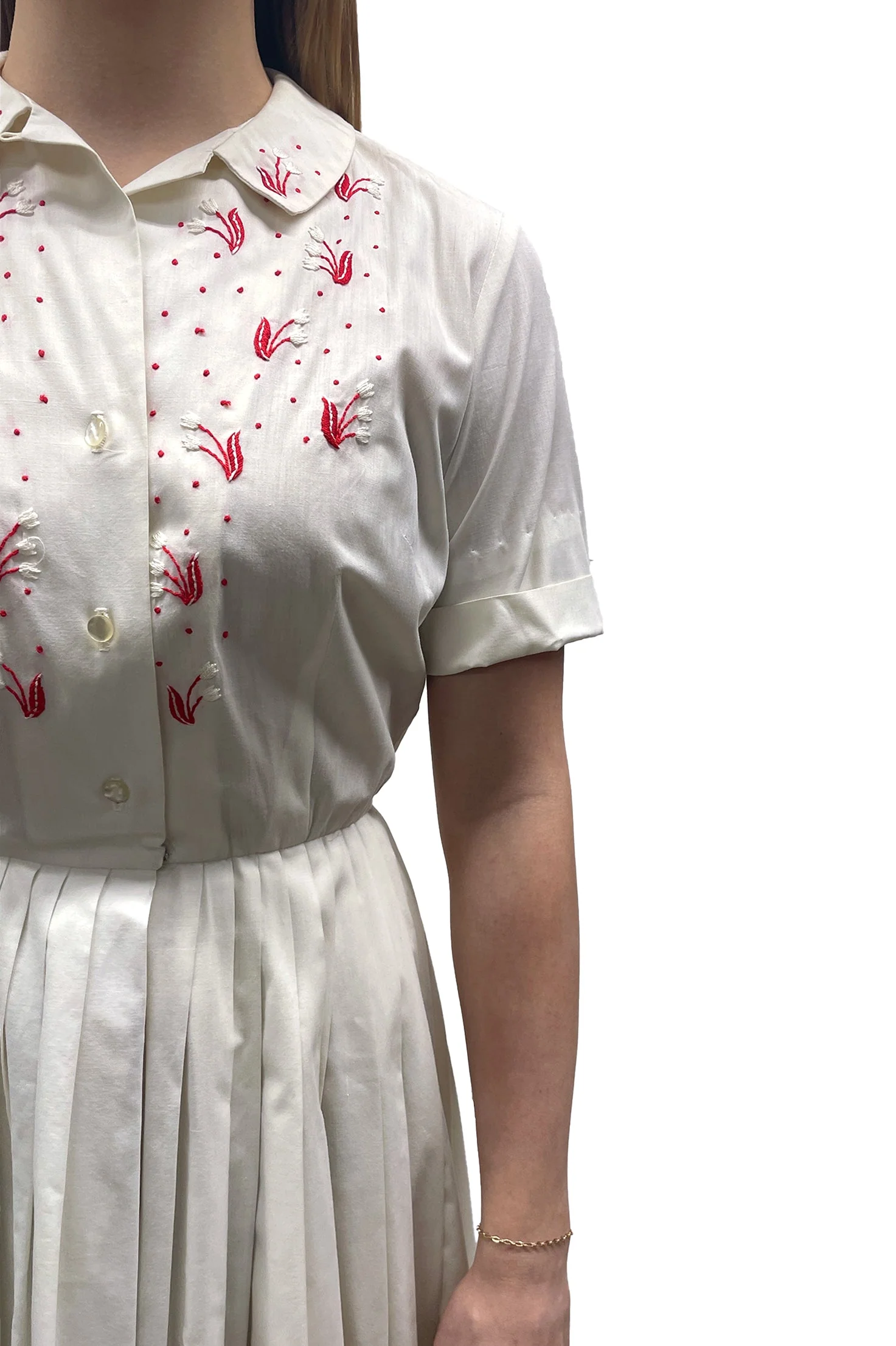 Vintage Peck + Peck Collared A-line Pleated Dress - Image 4