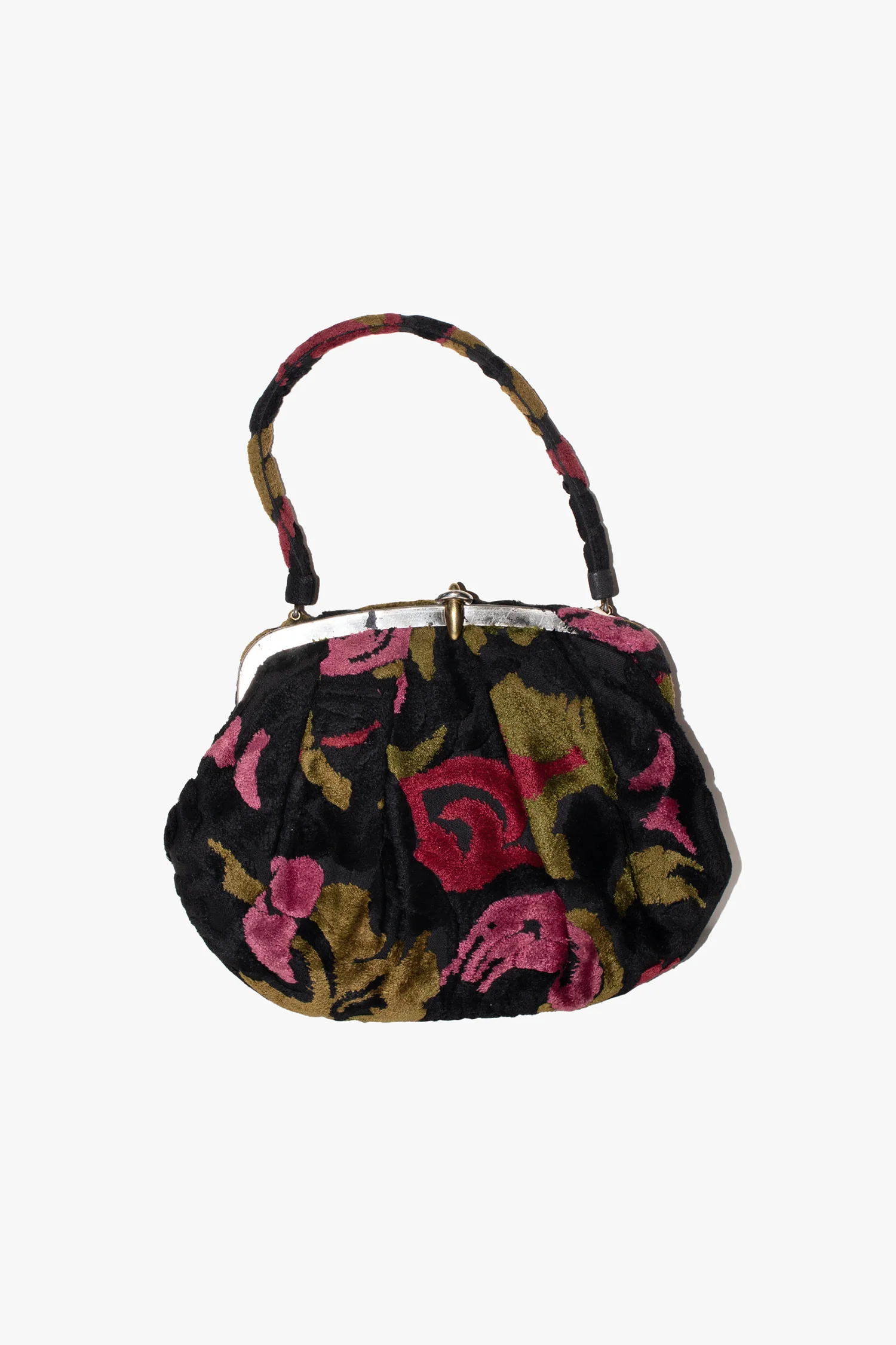 Vintage Black and Rosy Chenille Bag - Image 2