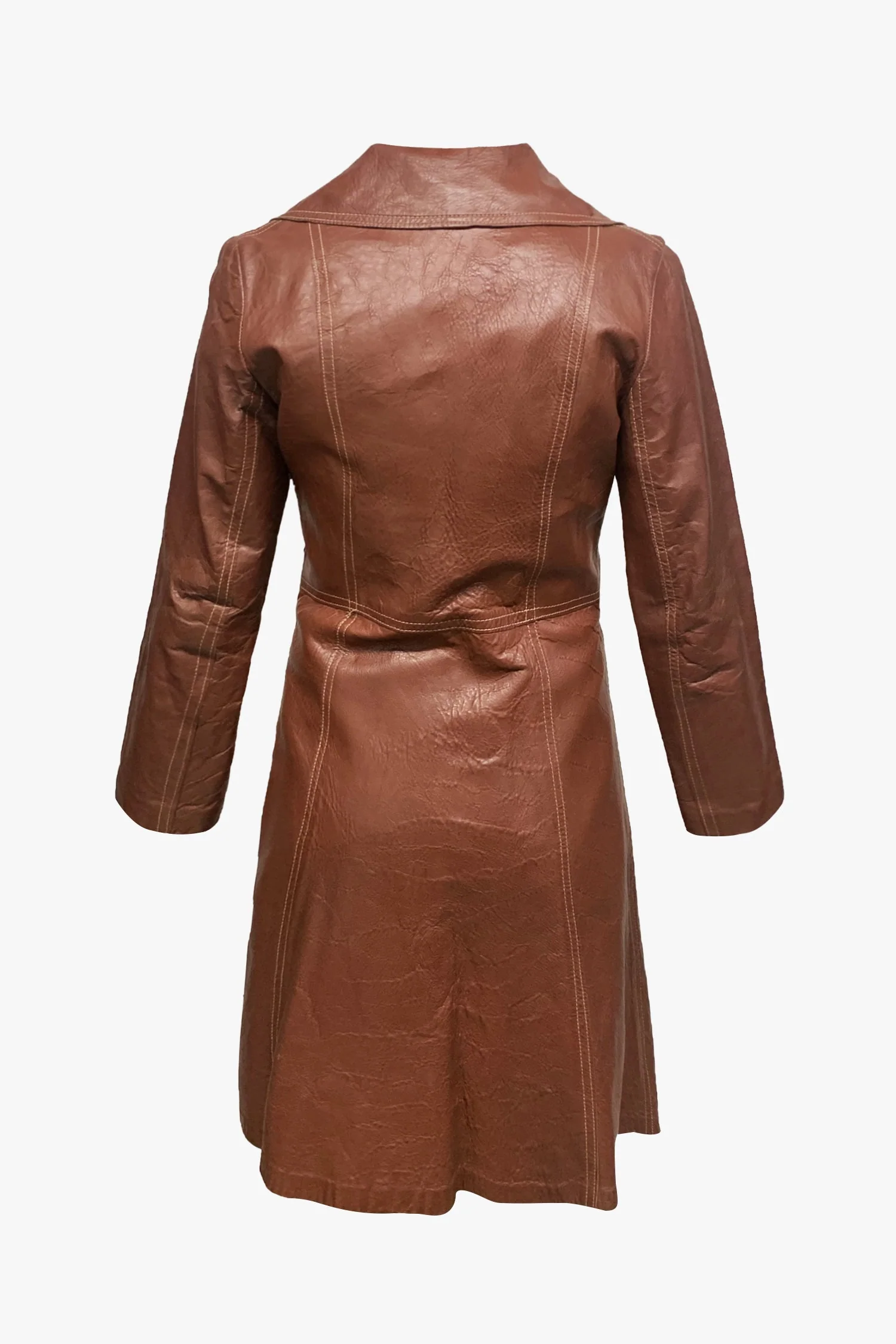 Vintage Rouge Belted Leather Jacket - Image 2