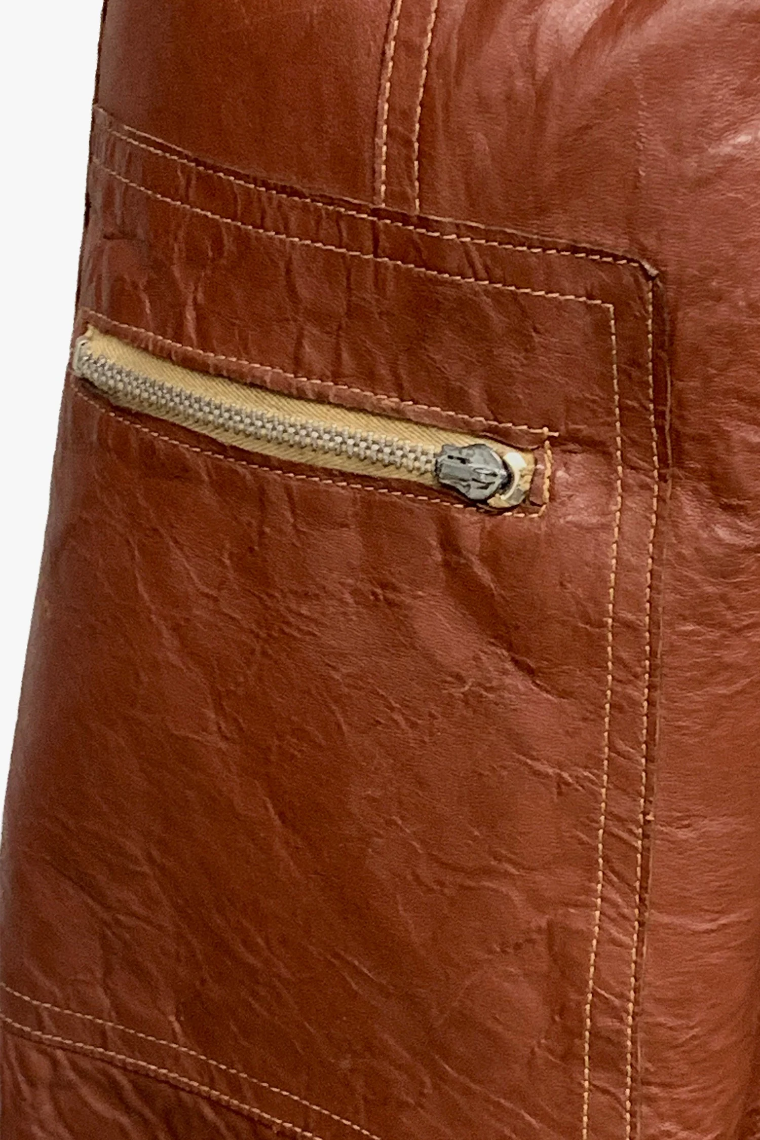 Vintage Rouge Belted Leather Jacket - Image 5