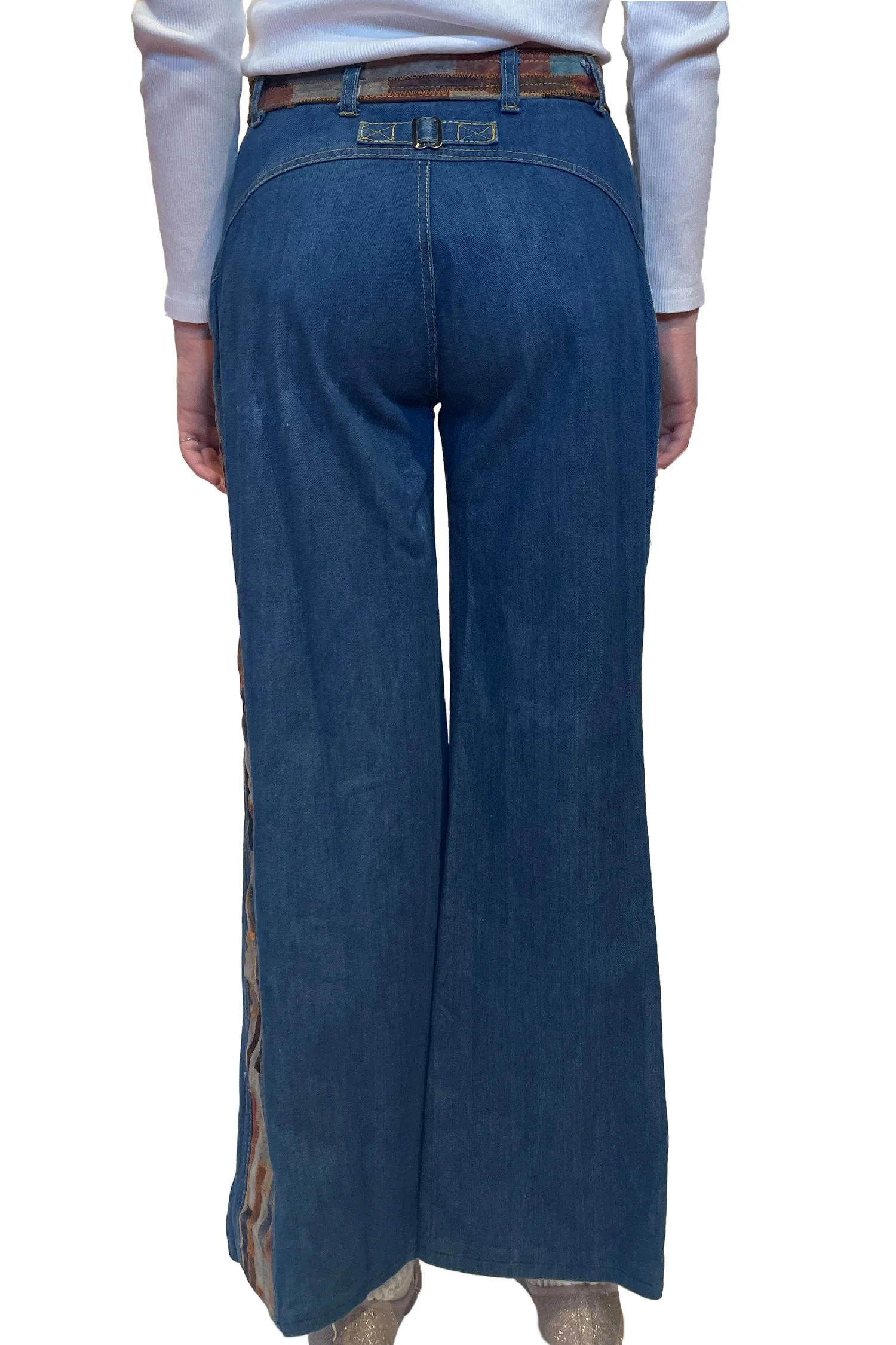 Vintage 70's Laura Accessories Inc Denim Patchwork Jeans - Image 3