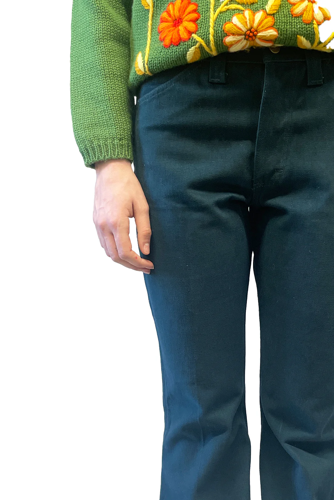 Vintage Seventies Lee Teal Flare Pants - Image 4