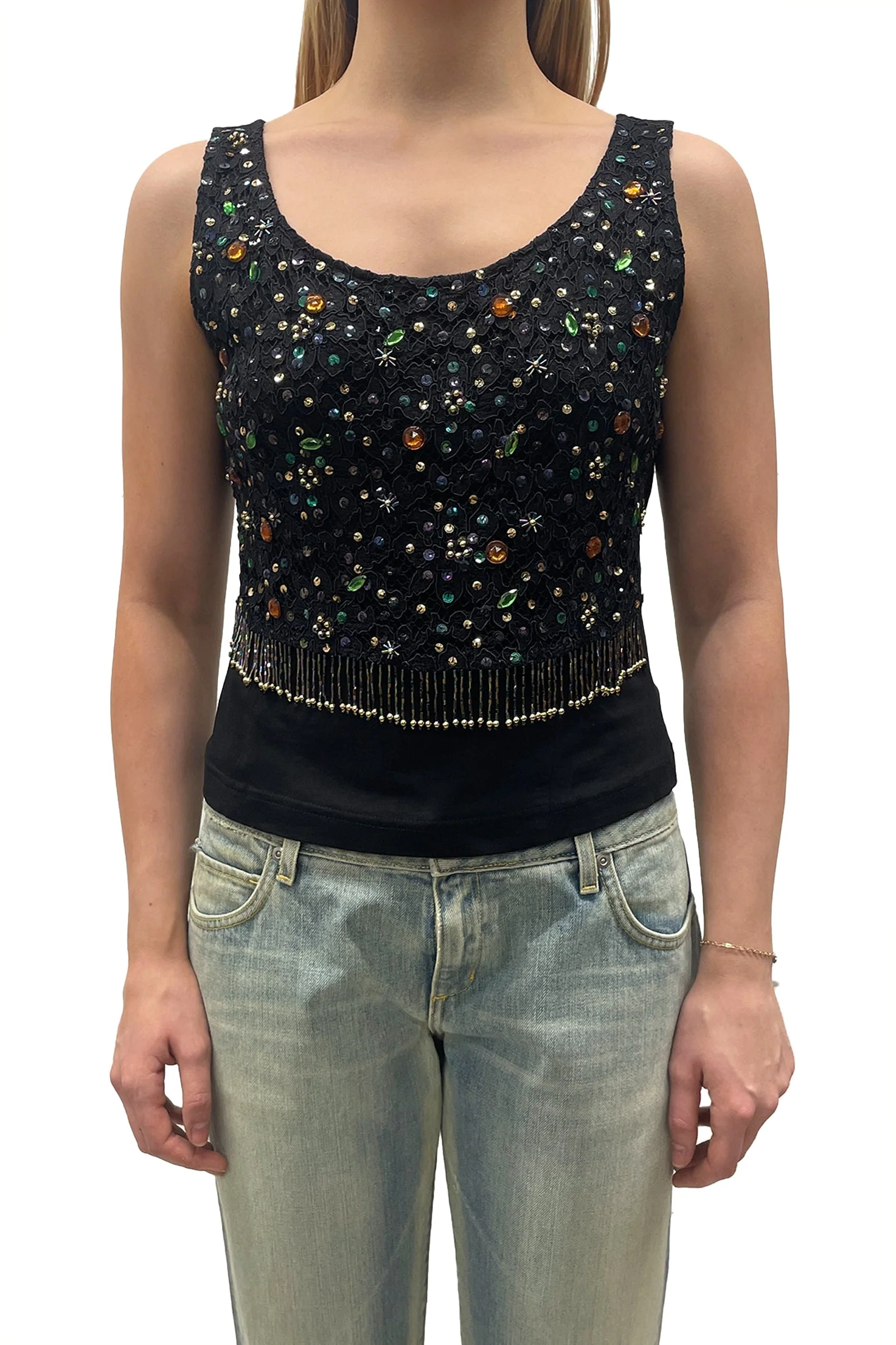 Vintage Vivienne Tam Beaded Fringe Top