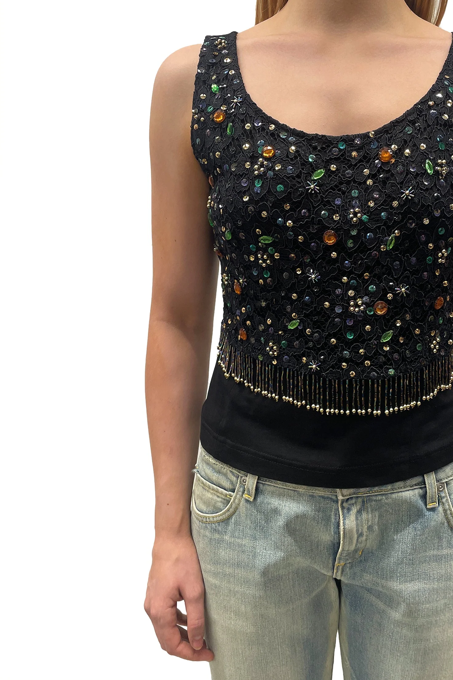 Vintage Vivienne Tam Beaded Fringe Top - Image 4