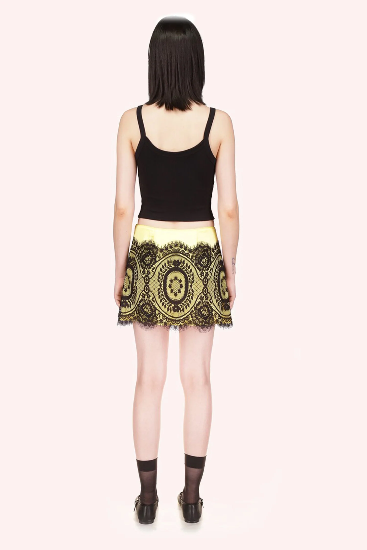 Washed Satin With Lace Mini Skirt - Image 5