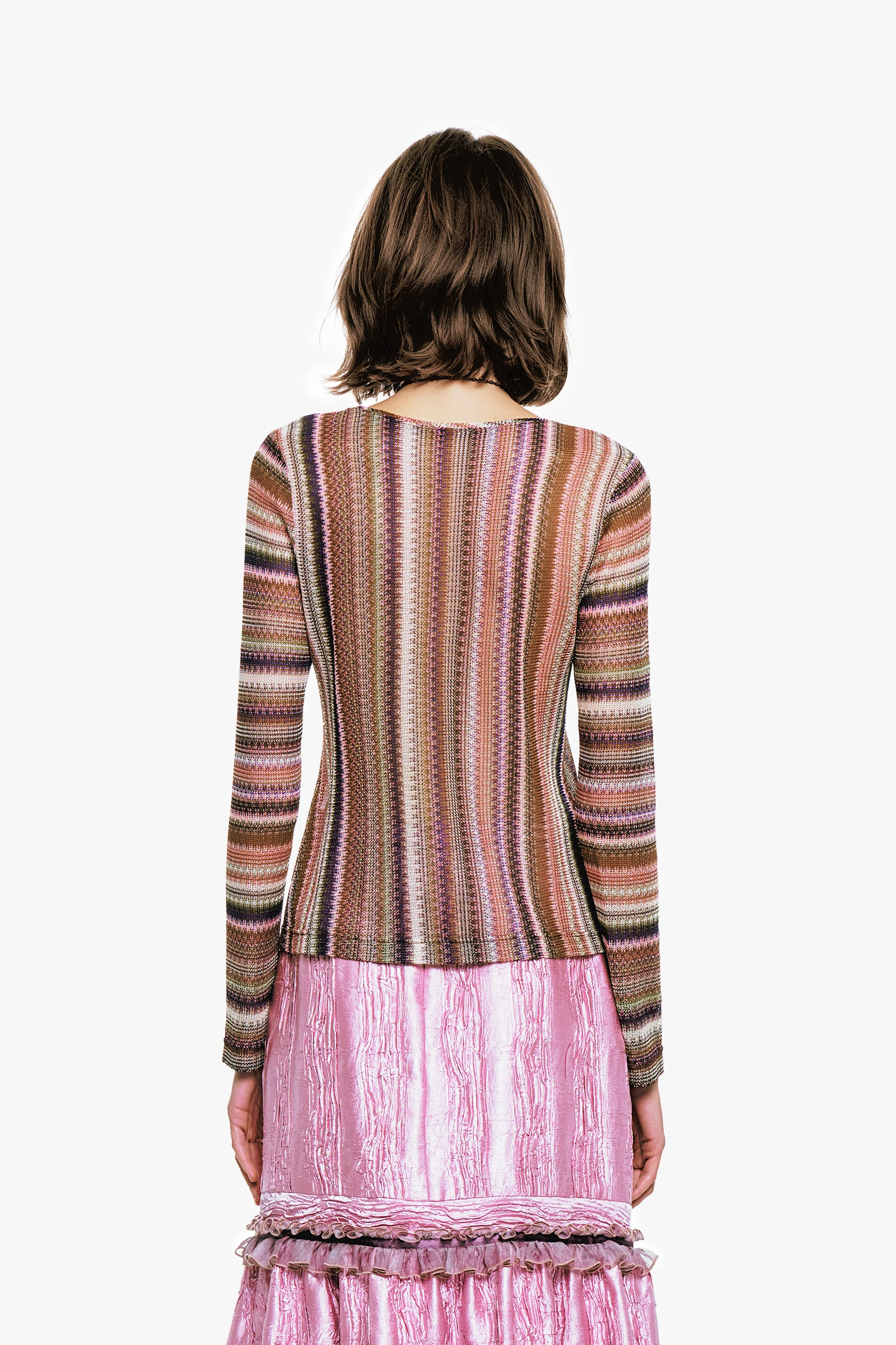 Wavy Chevron Knit Long Sleeve Stripe Top - Image 5